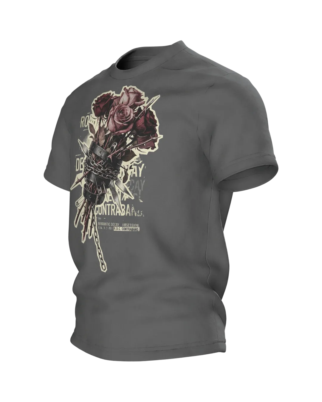 Rose mit Dornen Motiv-Shirt: Dunkel-Gothic Ästhetik, Seitenansicht rechts