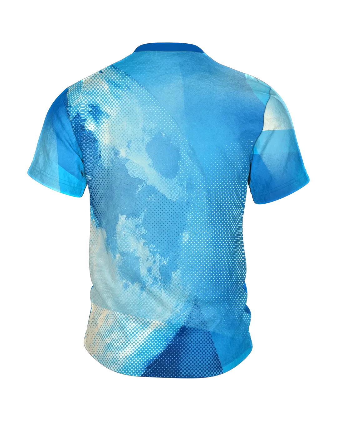 Halftone Moon T-shirt, Monochrome Blue in a Photo-Print Screen, Back