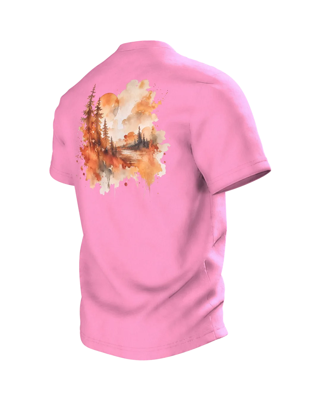 Dackel Mama T-shirt, Watercolor Dachshund Portrait in an Autumn Look, Back, angled left