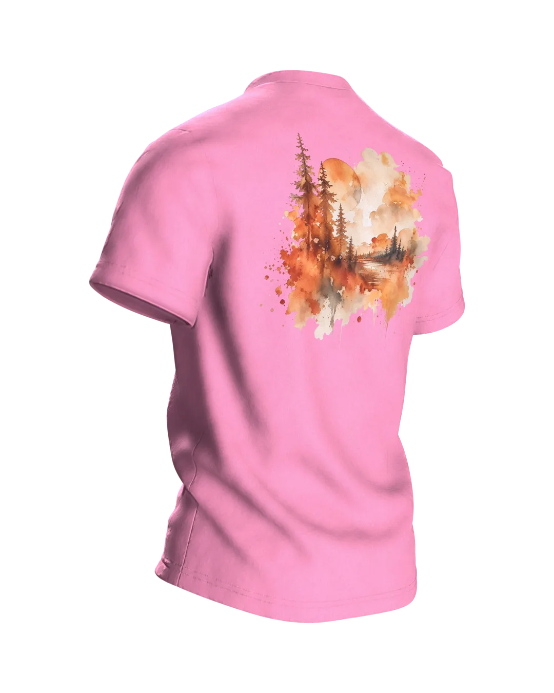 Dackel Mama T-shirt, Watercolor Dachshund Portrait in an Autumn Look, Back, angled right