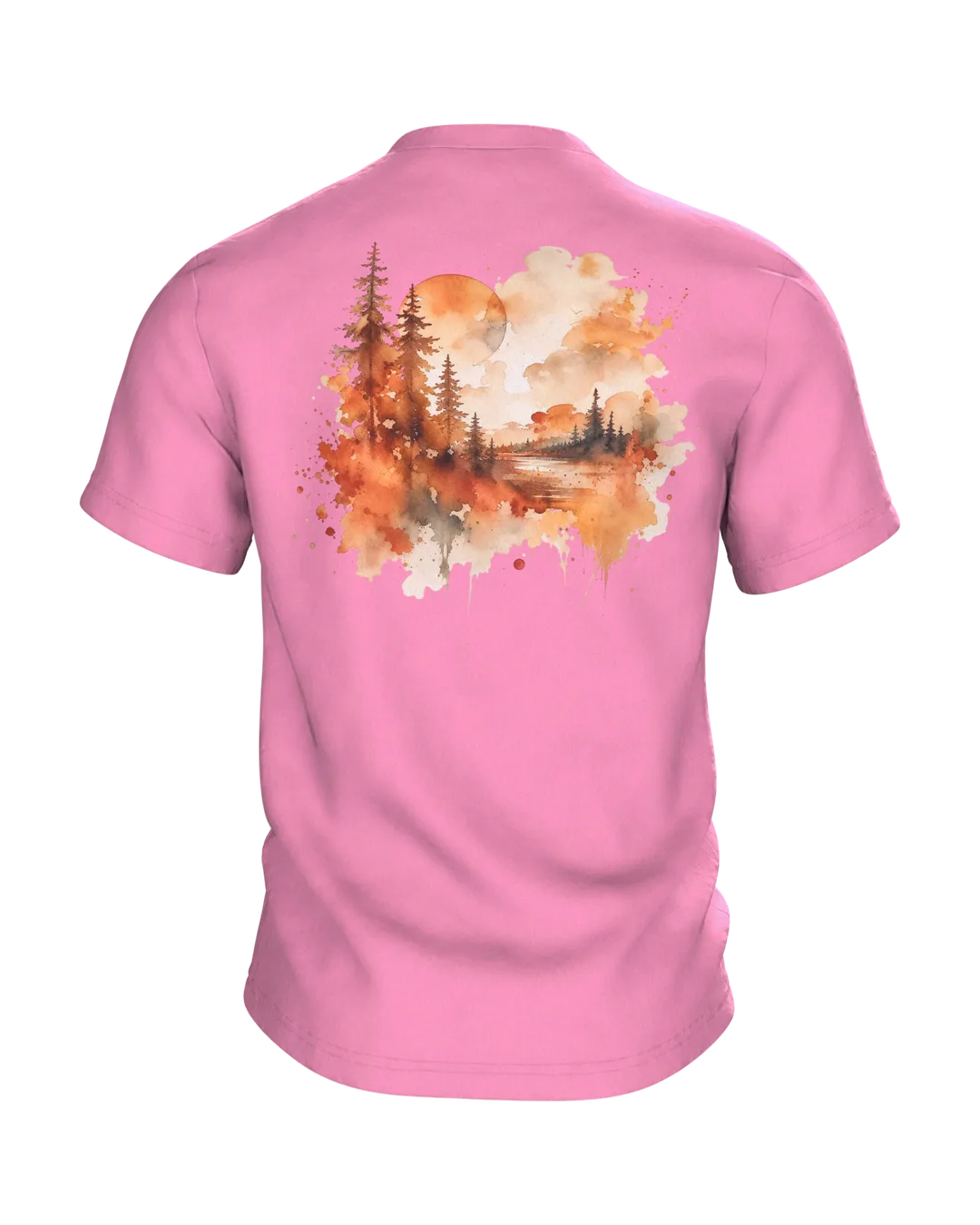 Dackel Mama T-shirt, Watercolor Dachshund Portrait in an Autumn Look, Back