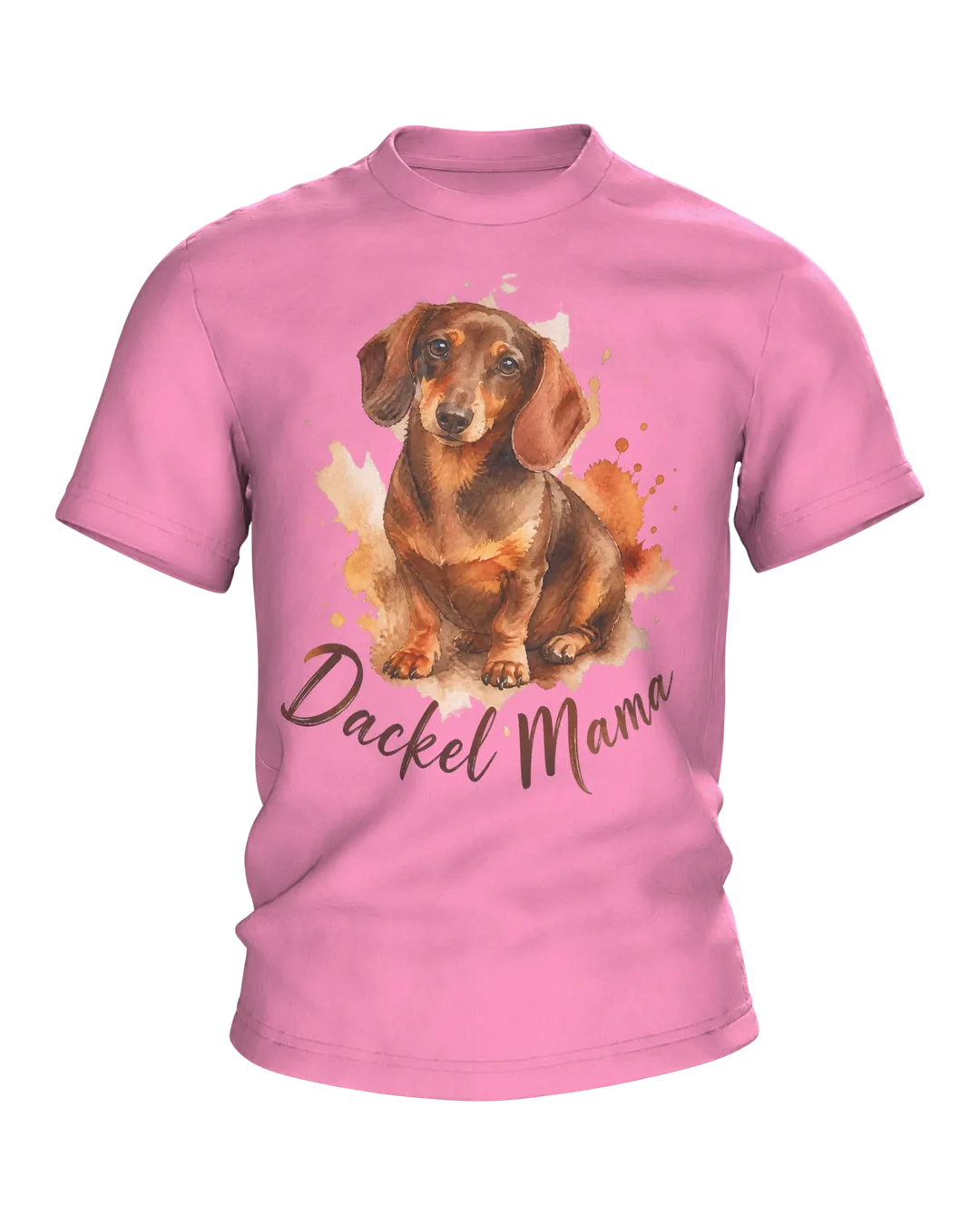 Dackel Mama T-shirt, Watercolor Dachshund Portrait in an Autumn Look