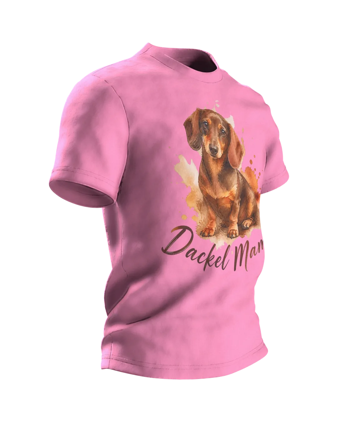 Dackel Mama T-shirt, Watercolor Dachshund Portrait in an Autumn Look, Side view, left