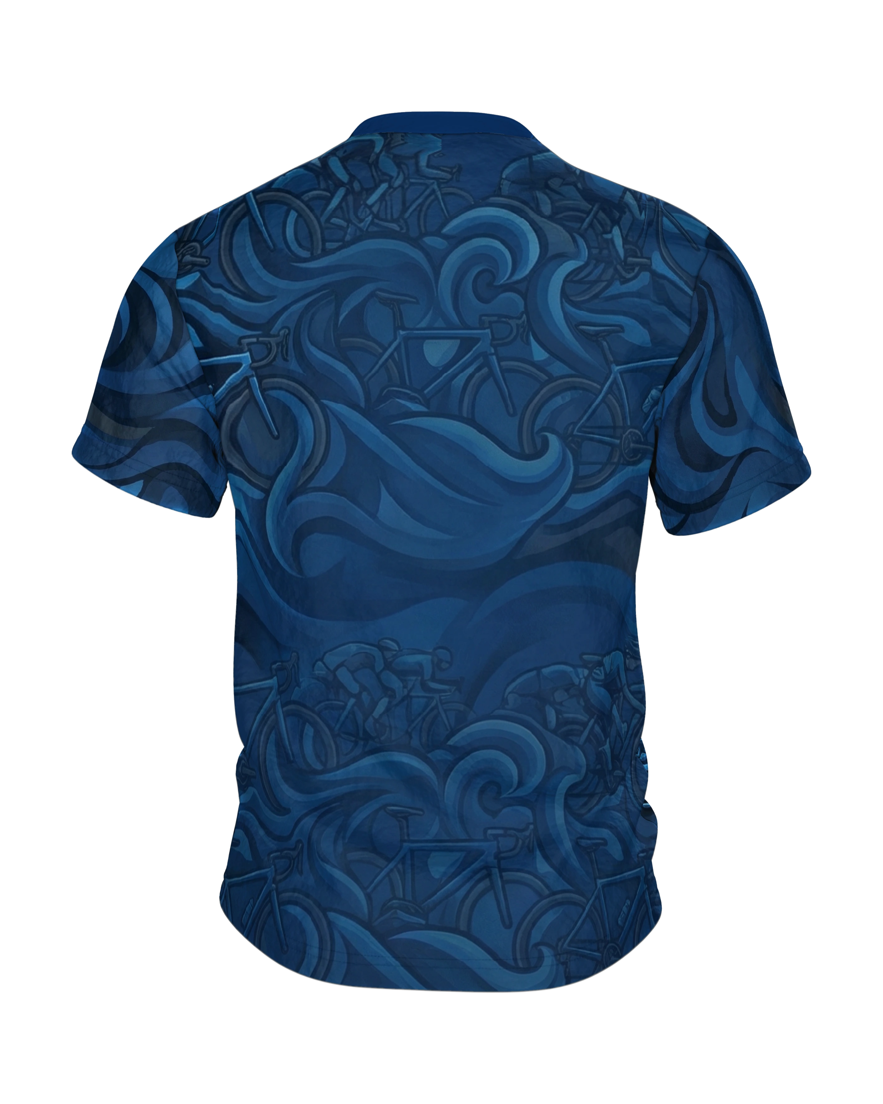 Rennrad Peloton T-Shirt: Blaue Dynamik, Rückseite