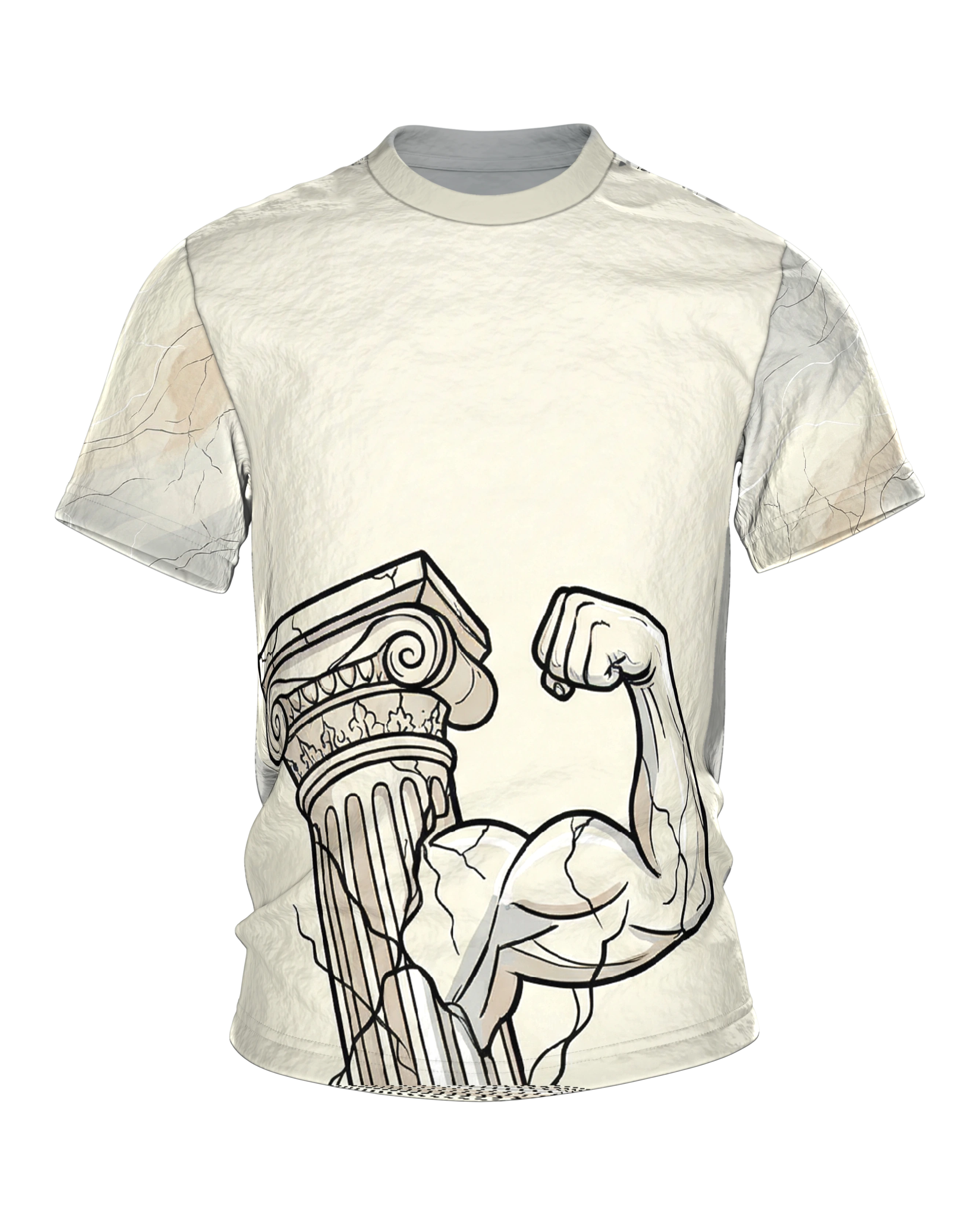 Antike Säule Bizeps T-Shirt: Marmor-Arm im Comic-Stil