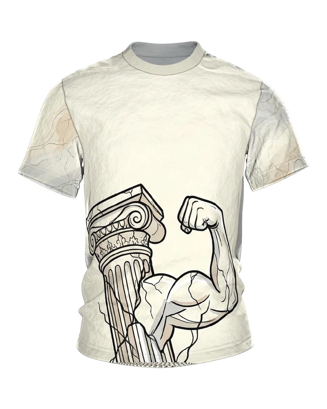 Antike Säule Bizeps T-Shirt: Marmor-Arm im Comic-Stil