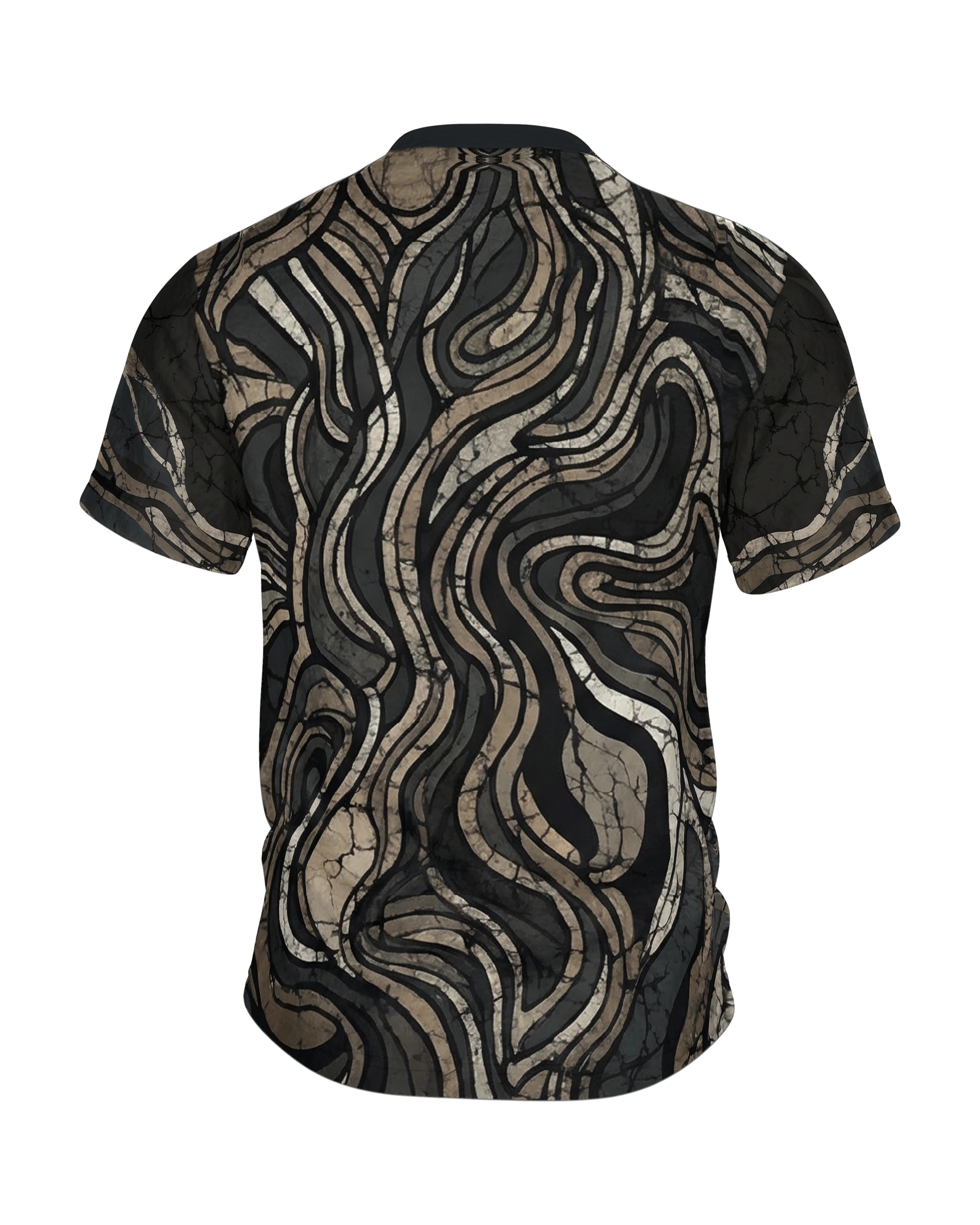 Abstraktes Topografie T-Shirt: Erdige Wellen, Rückseite
