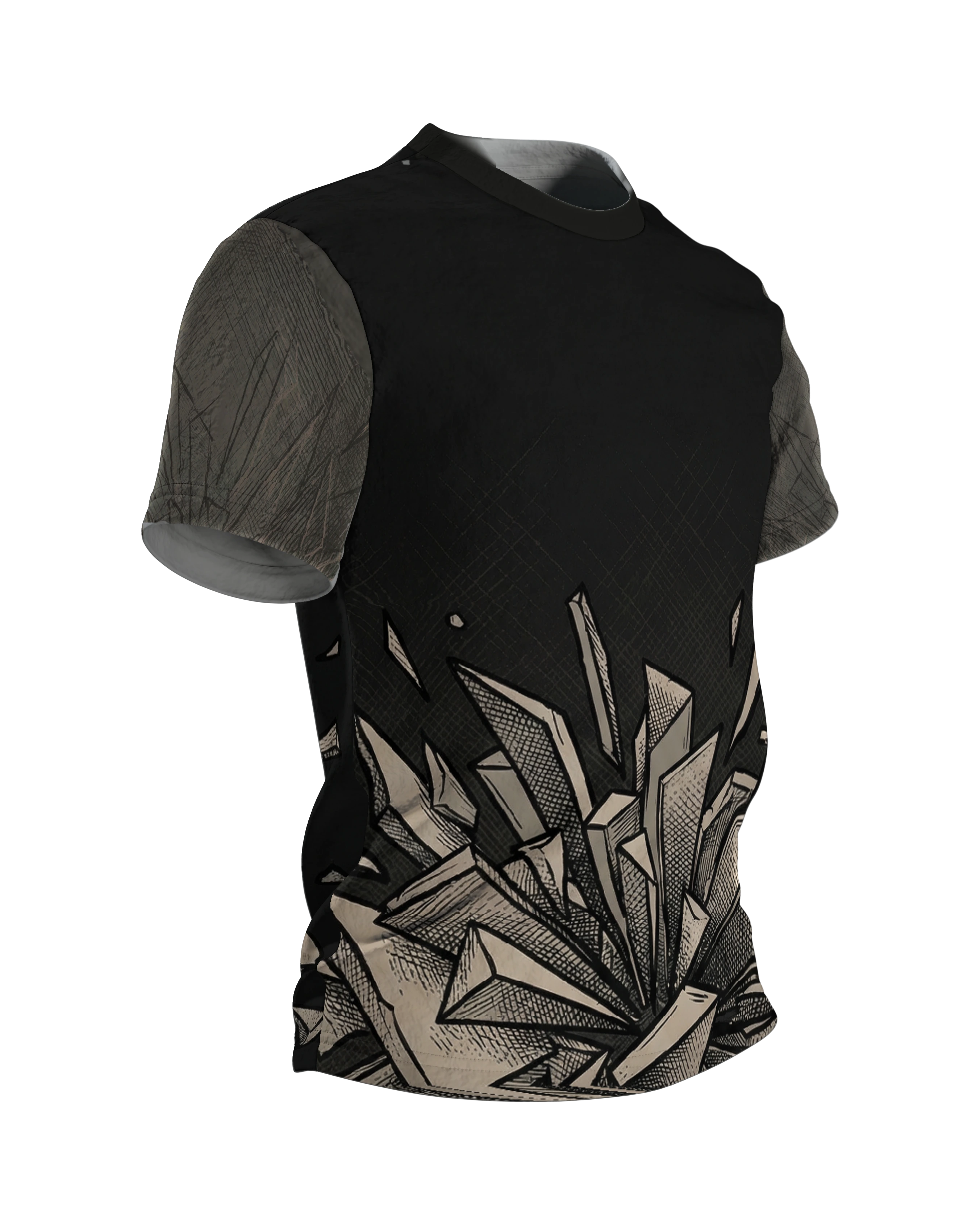 Shattered Elements T-Shirt: Explosive Dynamik, Seitenansicht links