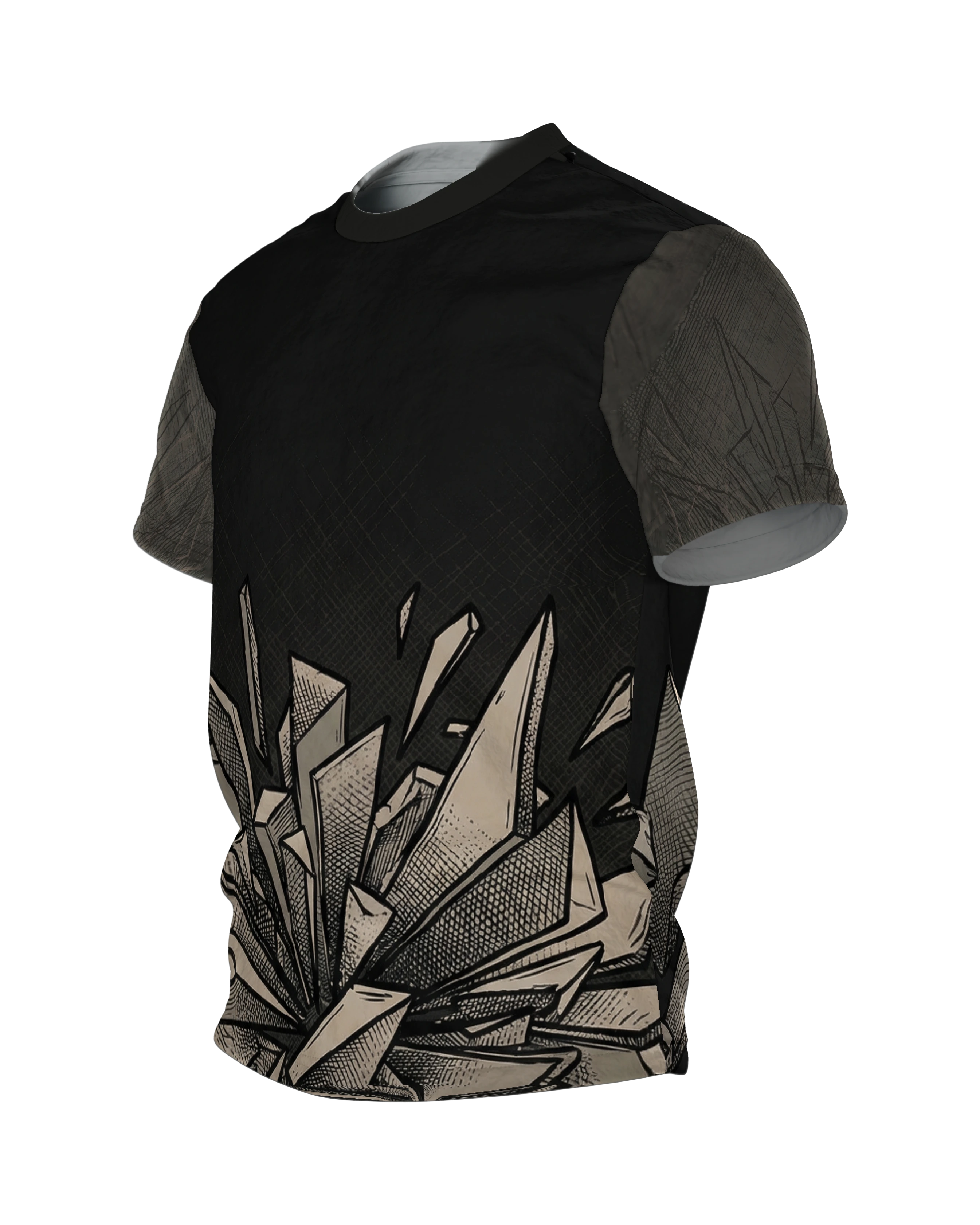 Shattered Elements T-Shirt: Explosive Dynamik, Seitenansicht rechts