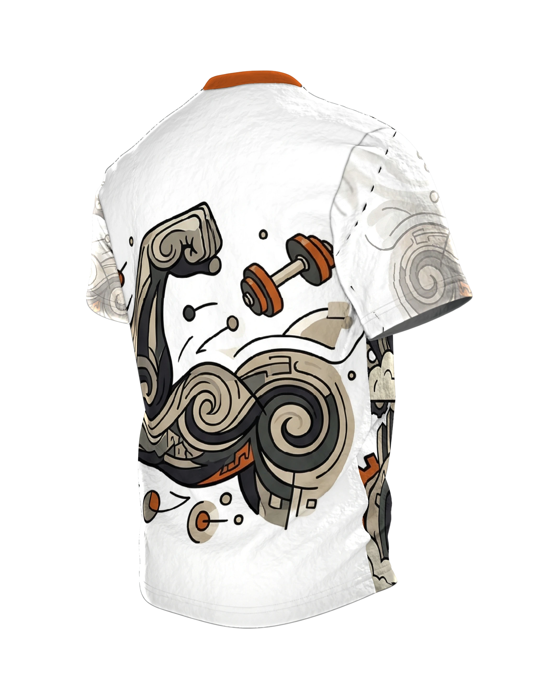 Mechanischer Bizeps T-Shirt: Industrial Gym Style, Rückseite schräg links