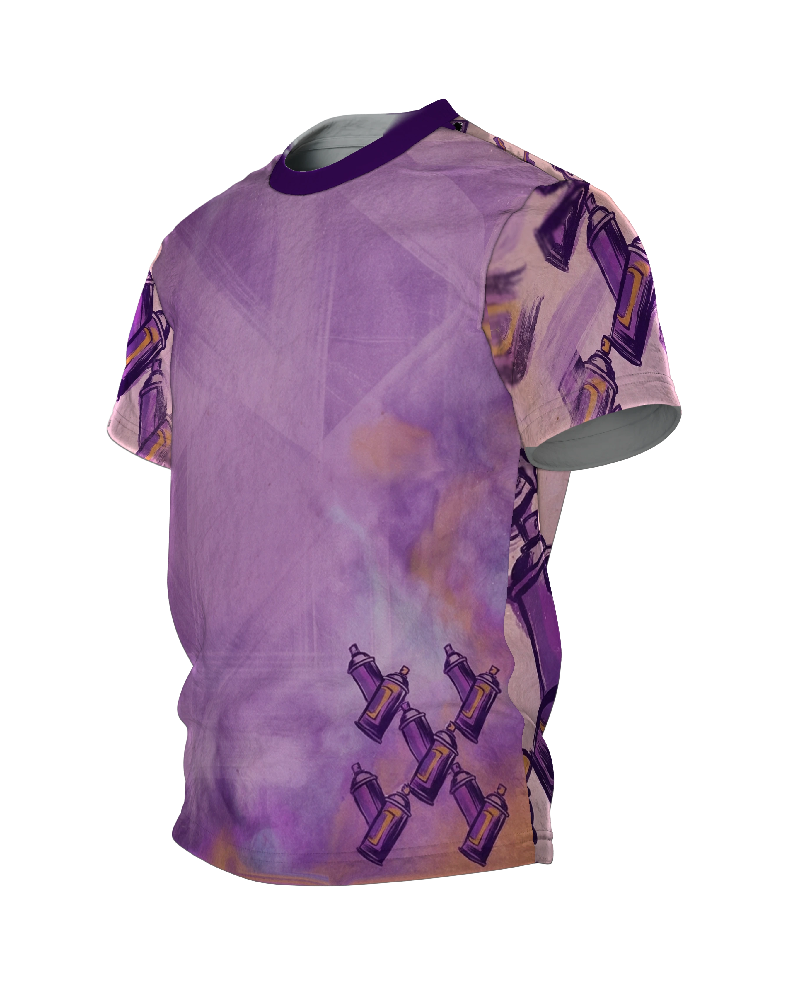 Urban Spray Cans T-Shirt: Violett & Gold, Seitenansicht rechts