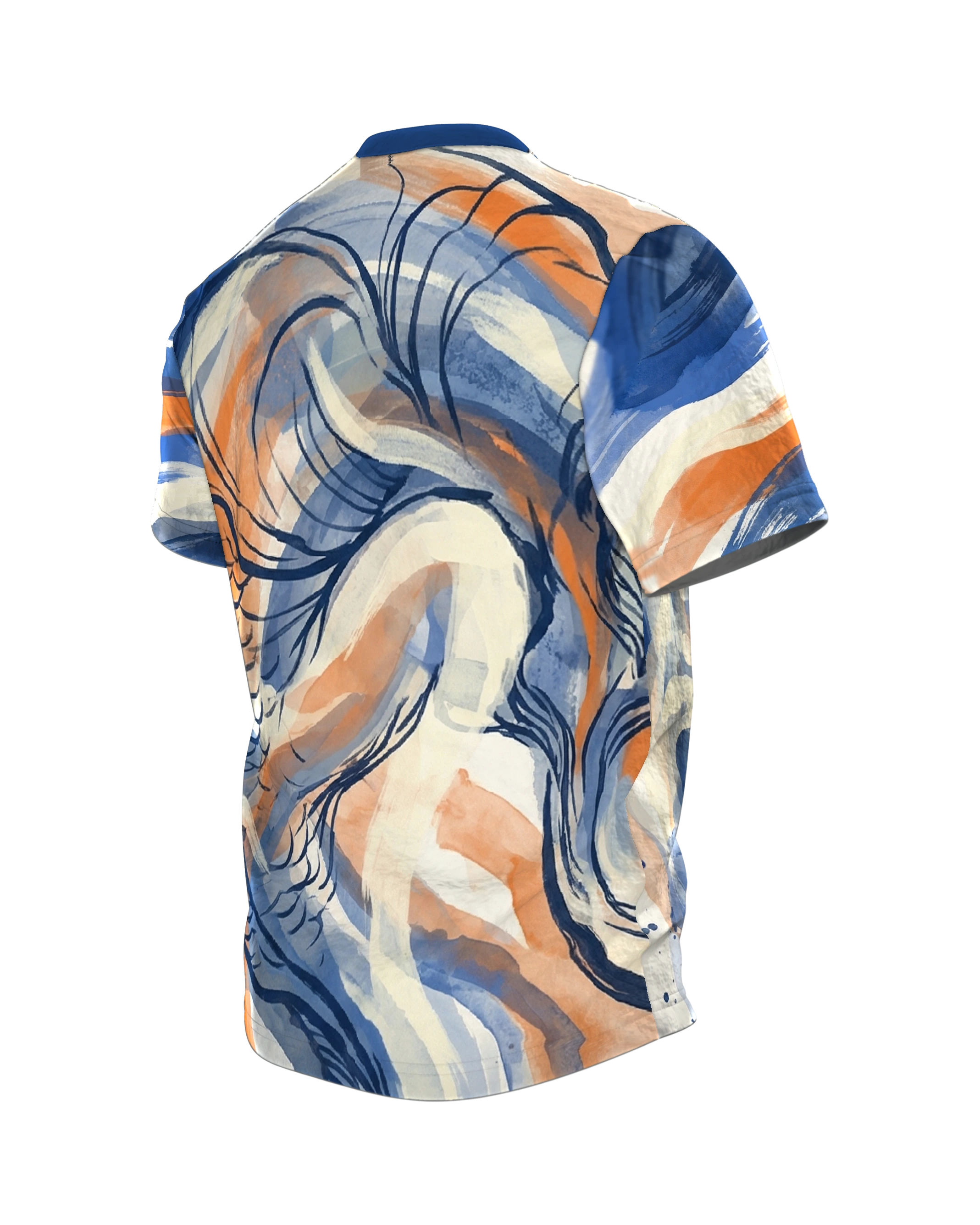 Chamäleon Aquarell T-Shirt: Abstract Art, Rückseite schräg links