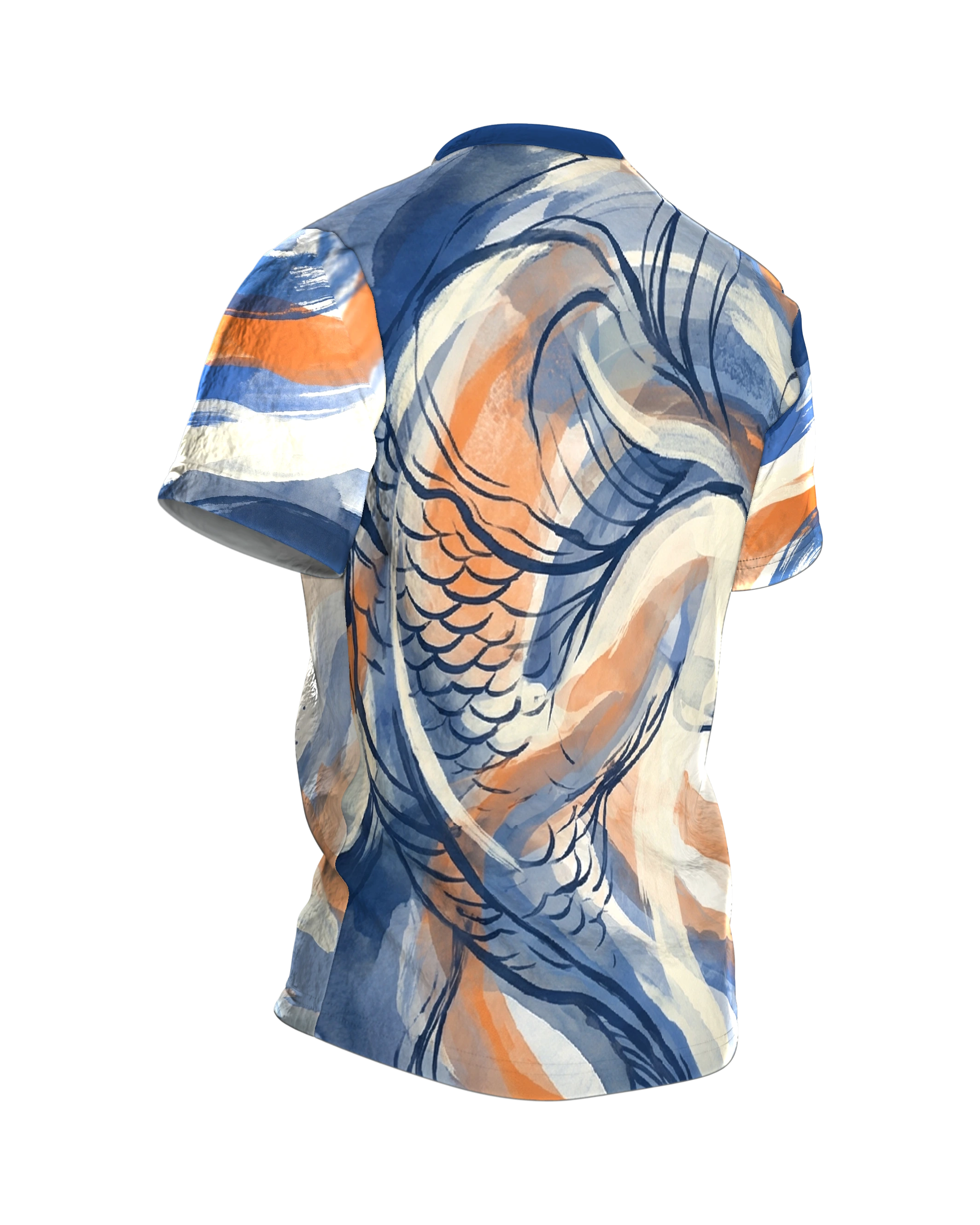 Chamäleon Aquarell T-Shirt: Abstract Art, Rückseite schräg rechts