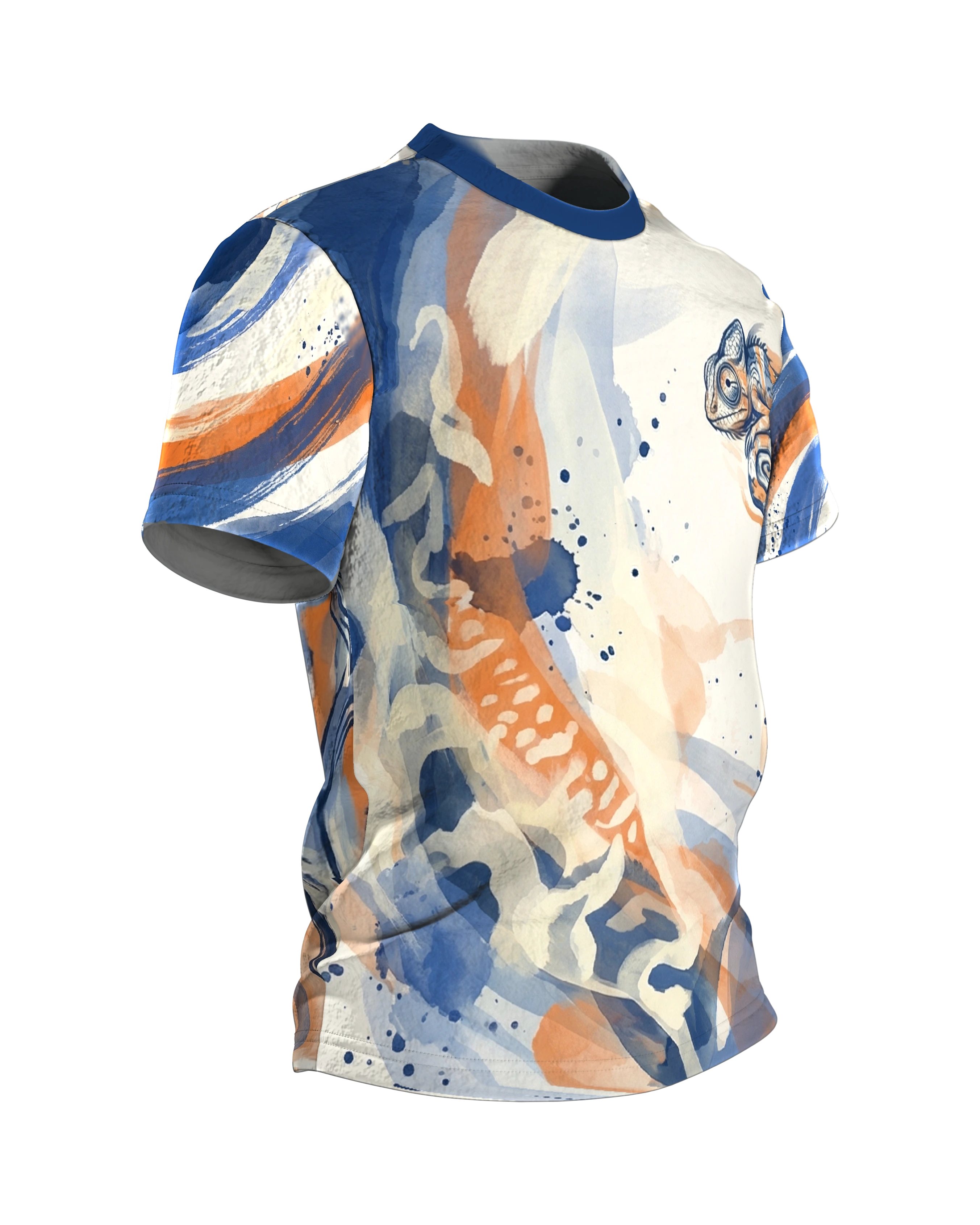 Chamäleon Aquarell T-Shirt: Abstract Art, Seitenansicht links