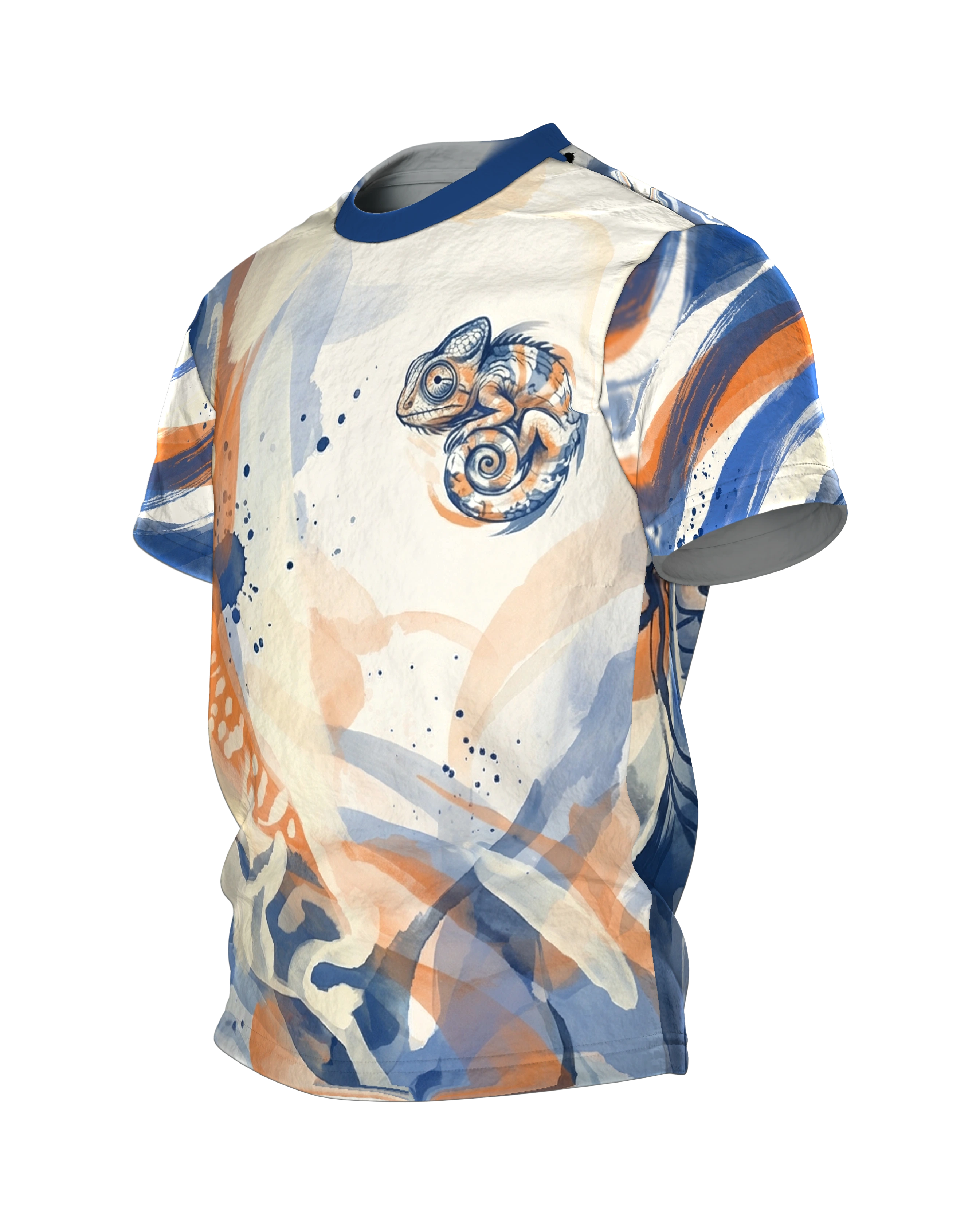 Chamäleon Aquarell T-Shirt: Abstract Art, Seitenansicht rechts