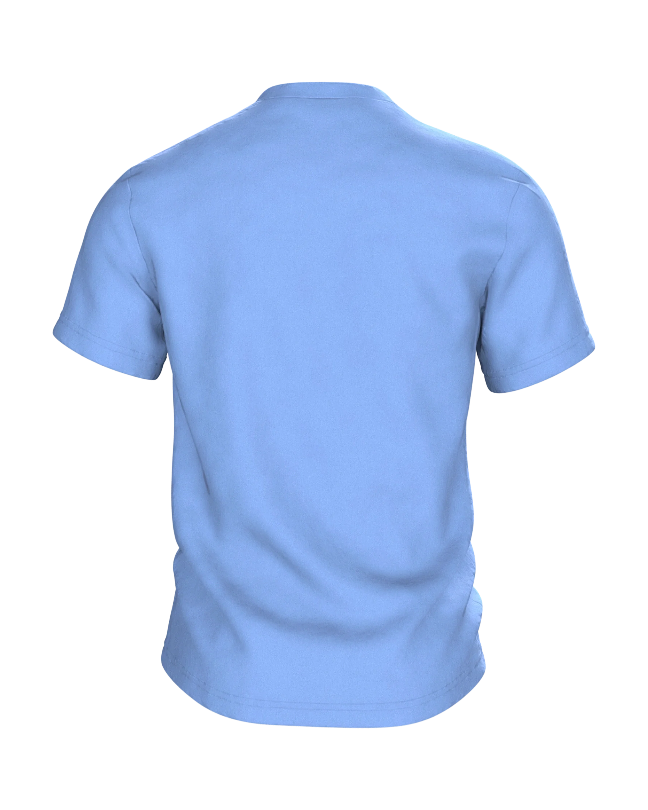 Samurai Silhouette T-Shirt, schwarze Schablonen-Büste mit Helm vor roter Mondsichel, Kabuto-Wappen am Rücken, Rückseite