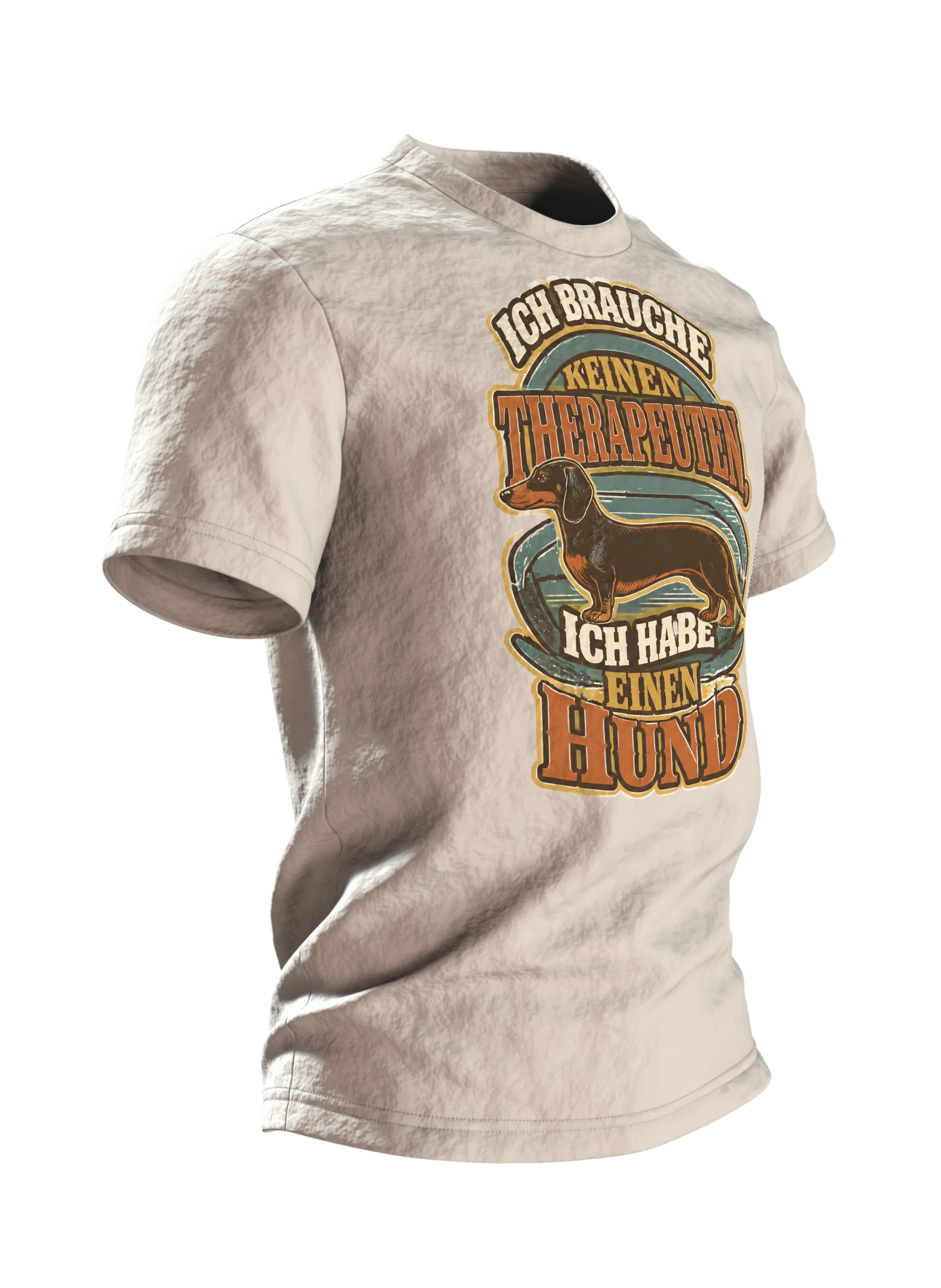 Hund Therapeut Spruch T-Shirt: Lustiges Vintage Dackel Design, Seitenansicht links