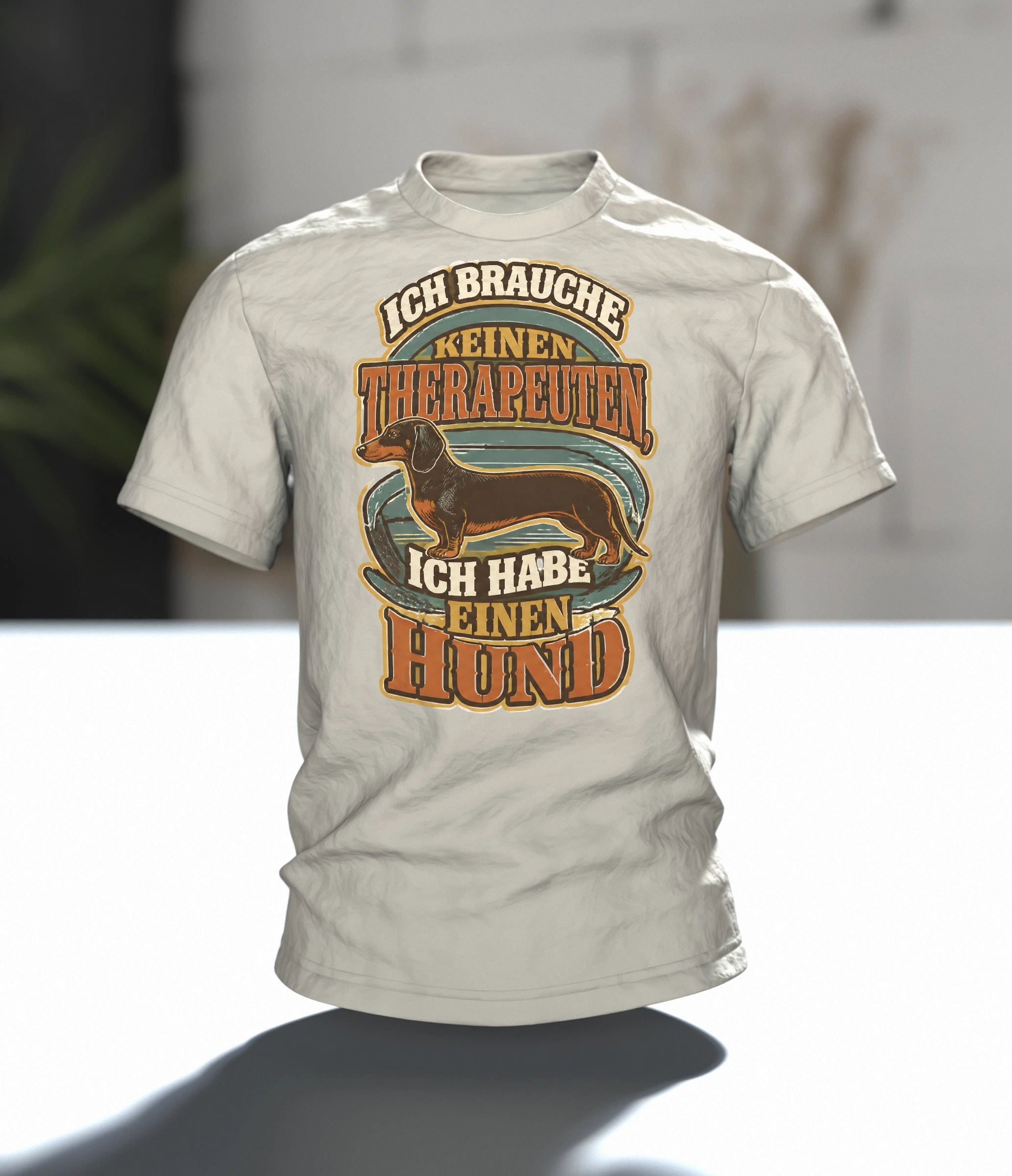 Hund Therapeut Spruch T-Shirt: Lustiges Vintage Dackel Design, Im Raum