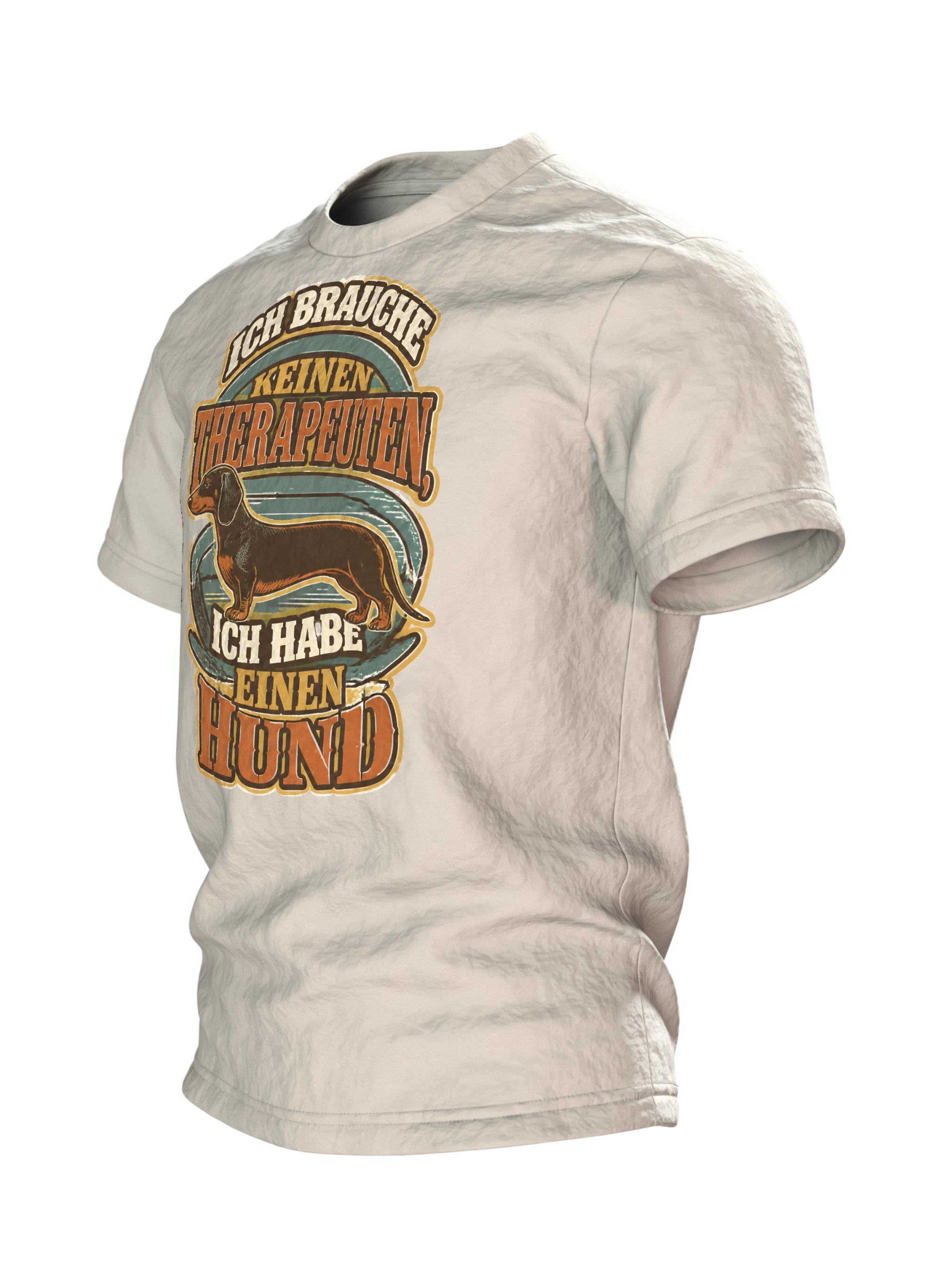 Hund Therapeut Spruch T-Shirt: Lustiges Vintage Dackel Design, Seitenansicht rechts
