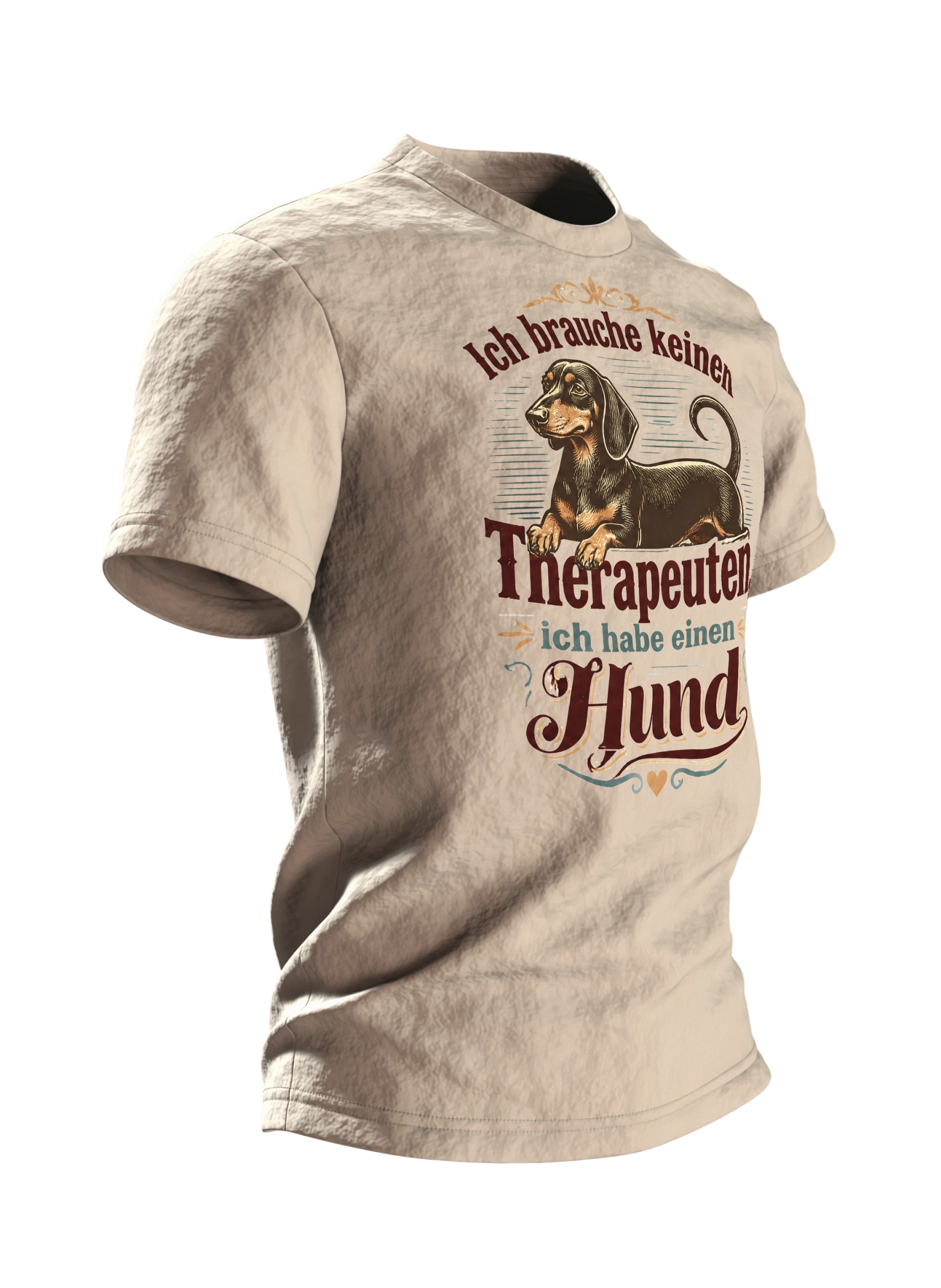 Ich brauche keinen Therapeuten, ich habe einen Hund T-Shirt: Lustiger, Seitenansicht links