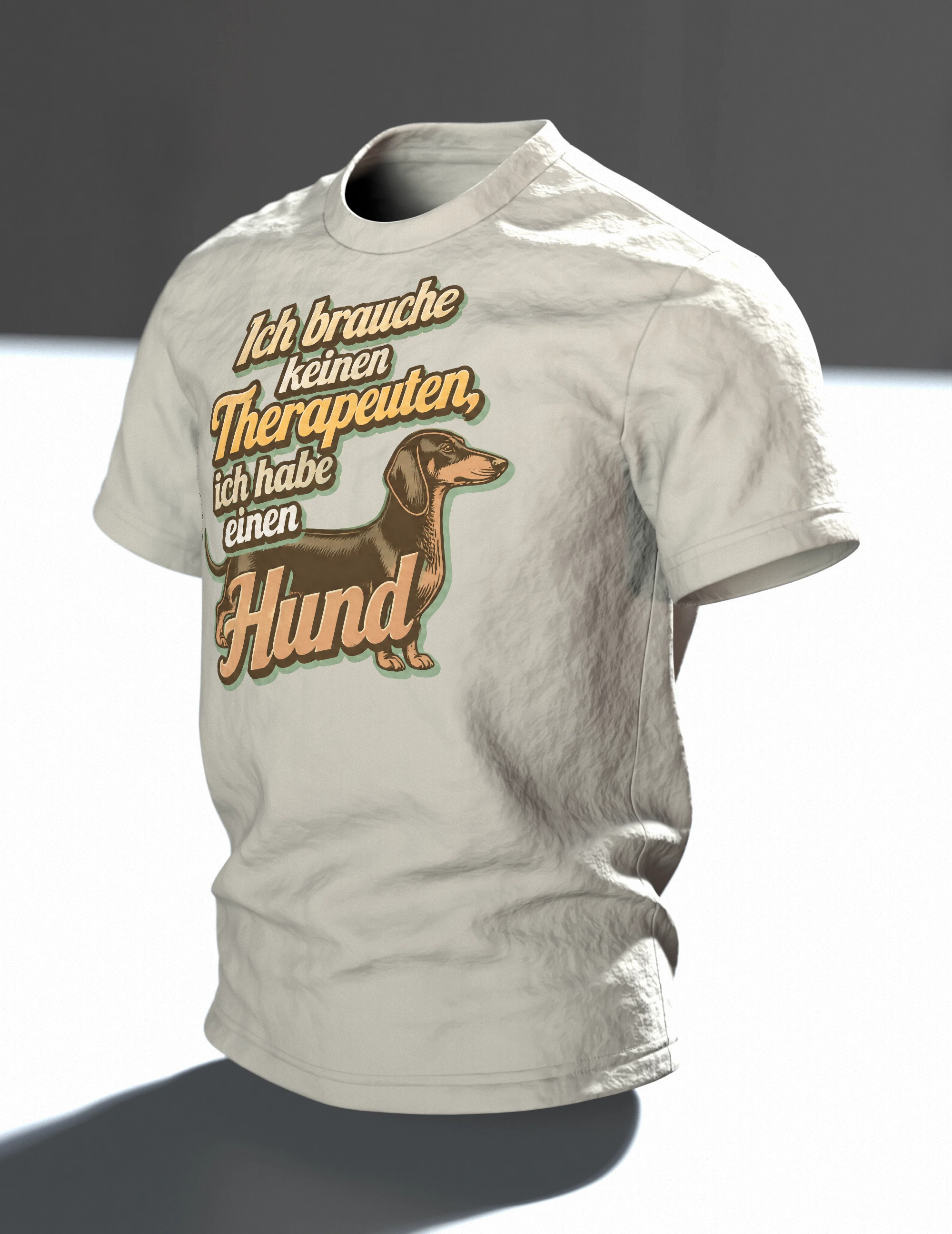 Hund Therapeut Spruch T-Shirt: Witziges Vintage Design, Im Raum, schräg
