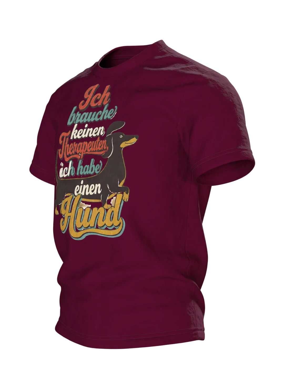 Hund Spruch 'Kein Therapeut' T-Shirt: Witziges Vintage Dackel Design, Seitenansicht rechts