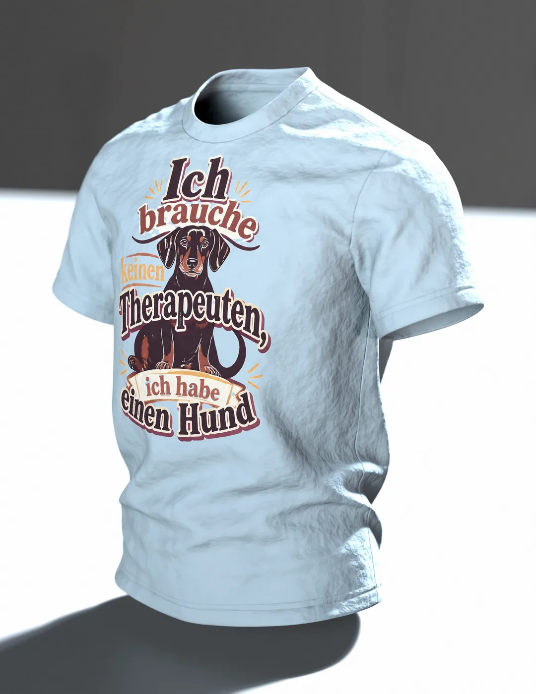 Lustiger Hund Spruch T-Shirt: Vintage Therapeuten Design, Im Raum, schräg