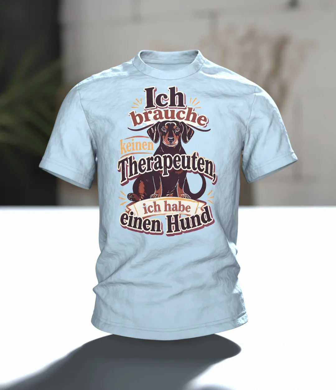 Lustiger Hund Spruch T-Shirt: Vintage Therapeuten Design, Im Raum