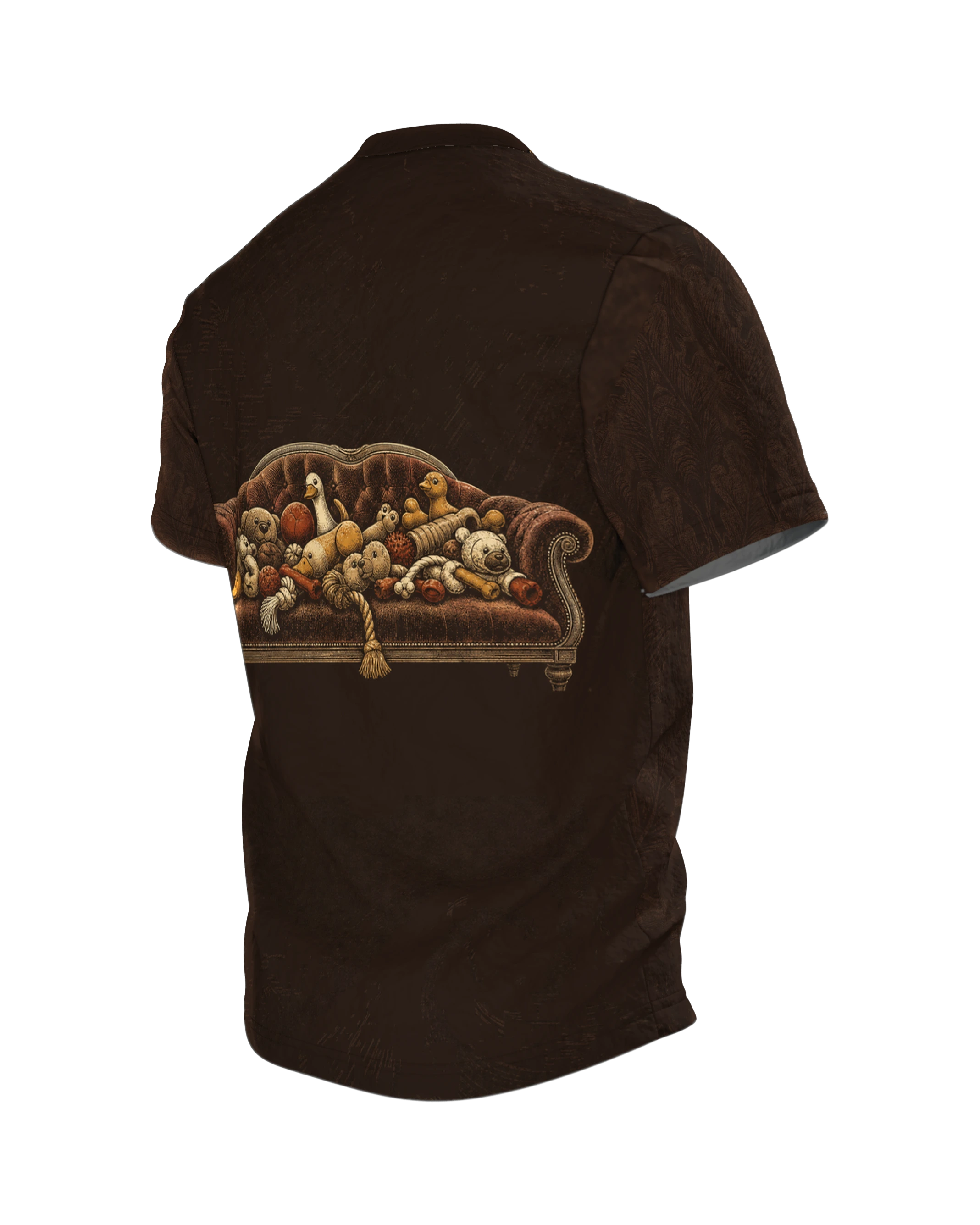 Lustiger Hundespruch T-Shirt: Retro Dackel Design, Rückseite schräg links