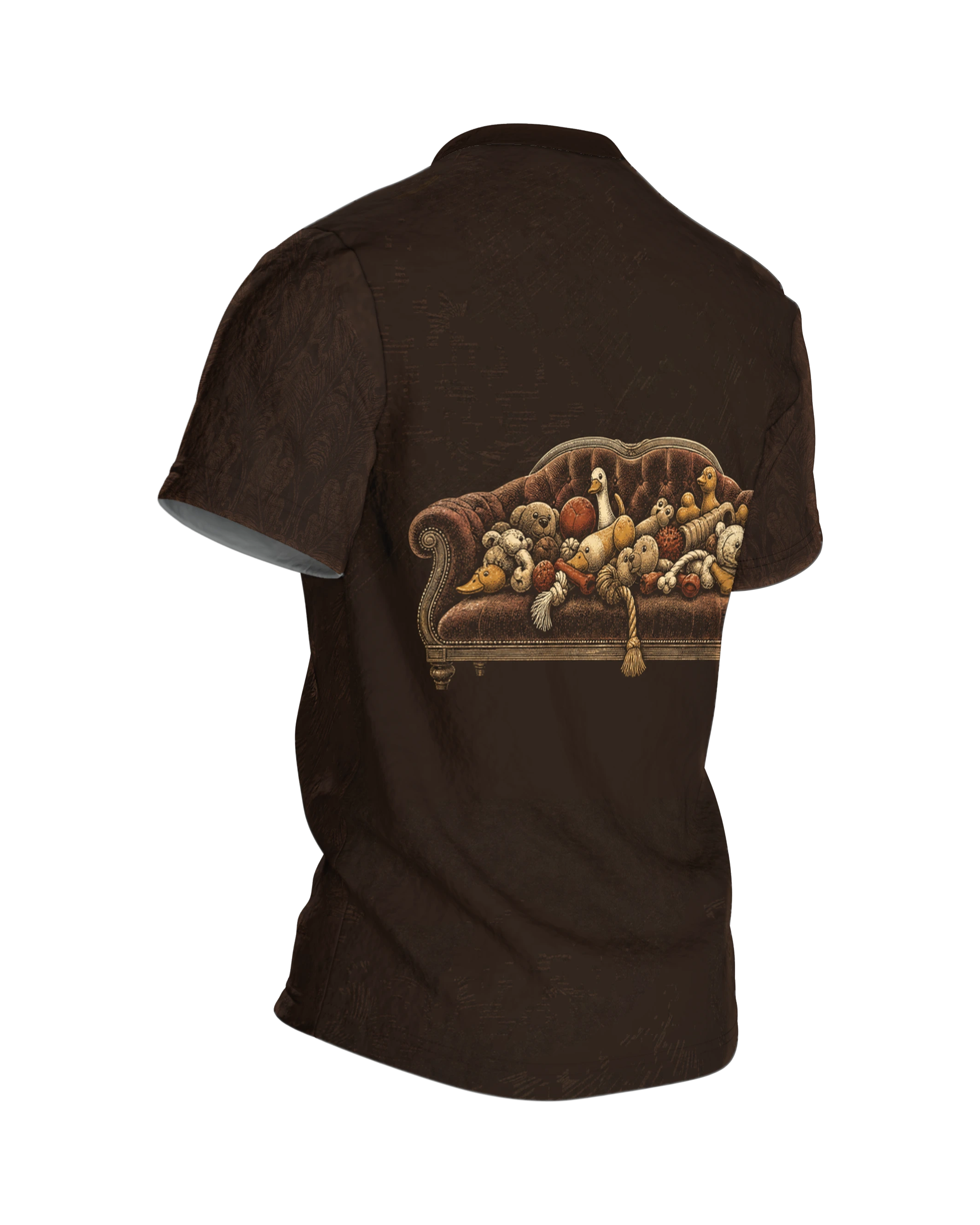 Lustiger Hundespruch T-Shirt: Retro Dackel Design, Rückseite schräg rechts