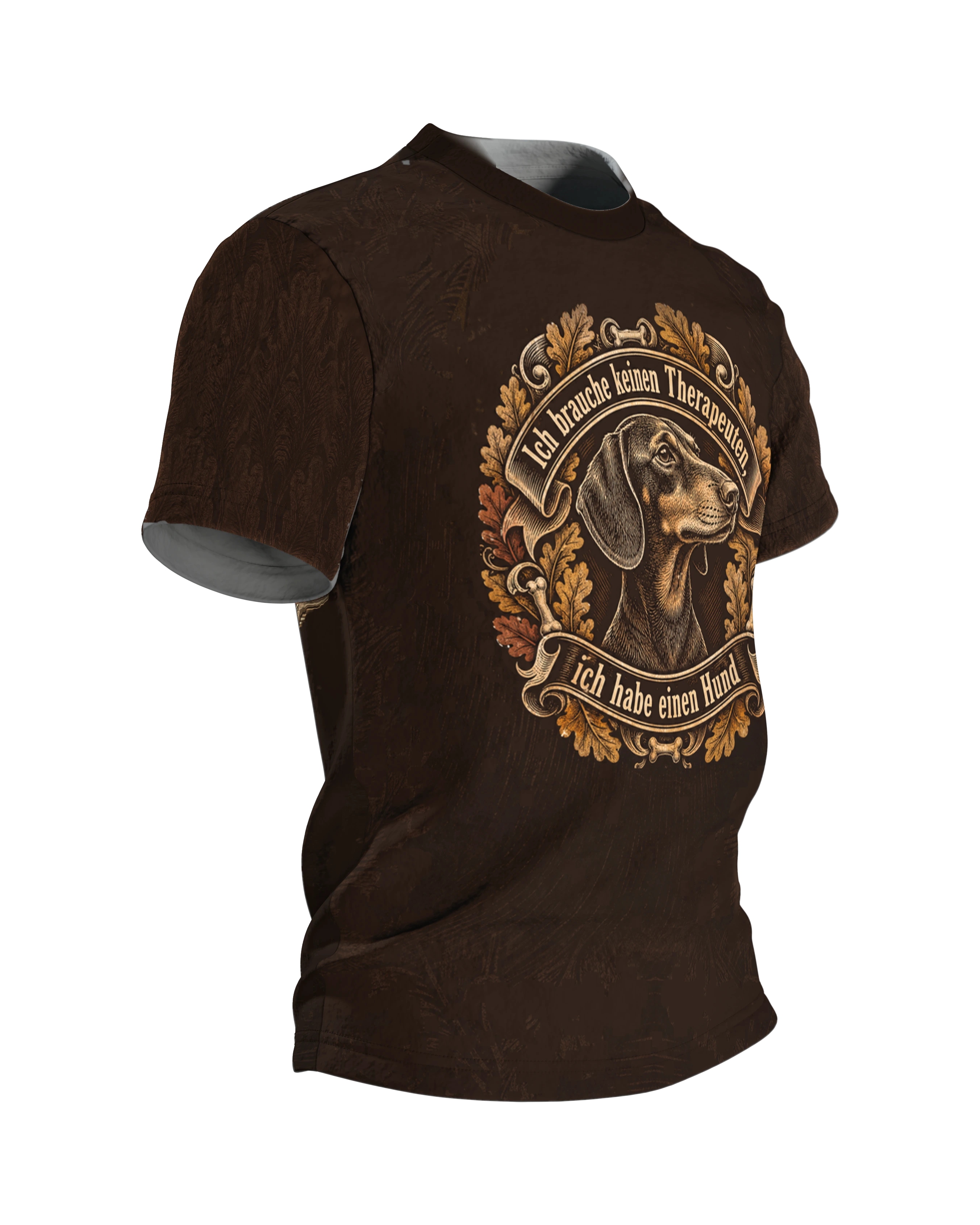 Lustiger Hundespruch T-Shirt: Retro Dackel Design, Seitenansicht links