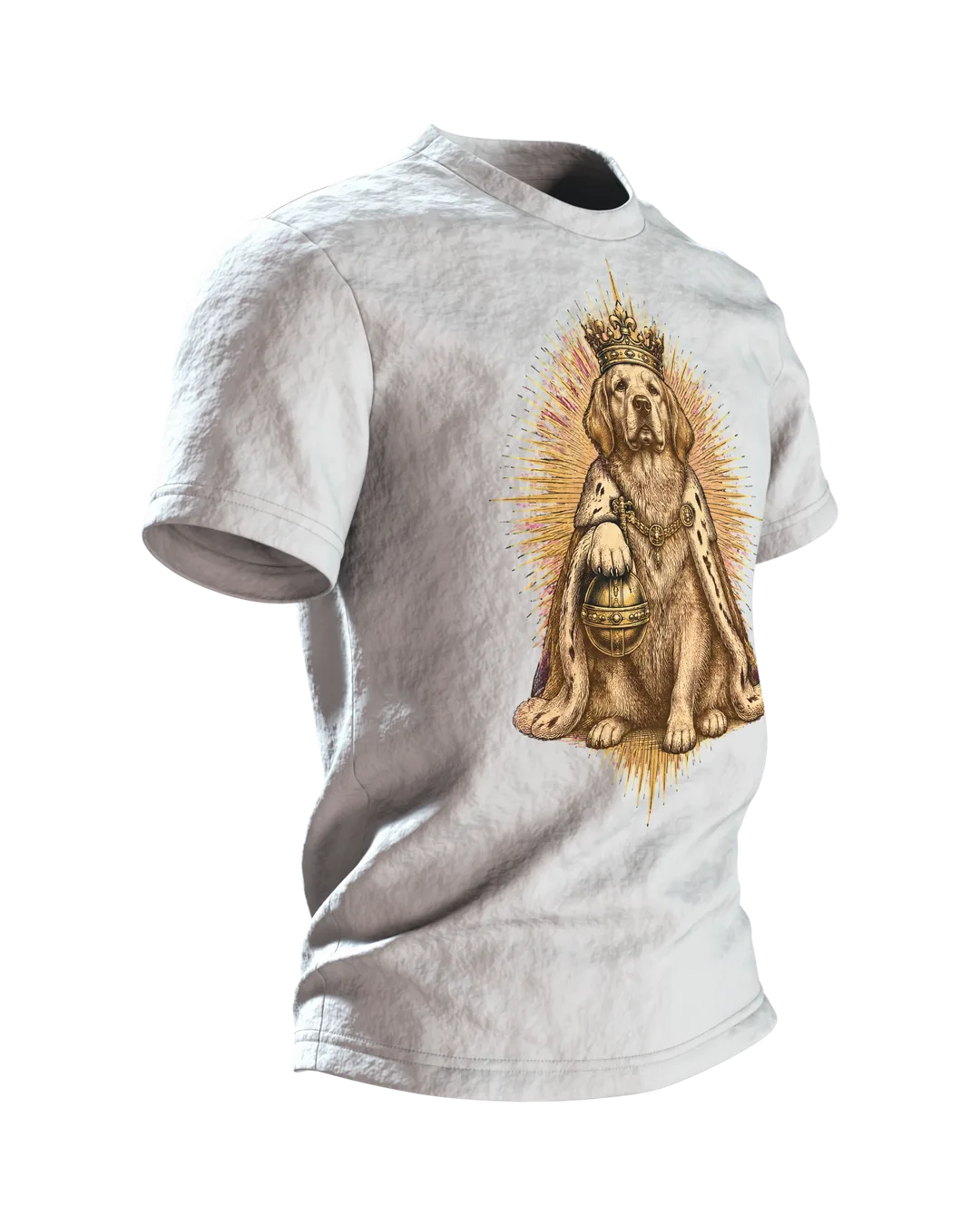 Mops mit Krone T-Shirt, Entwurfsfassung, Seitenansicht links
