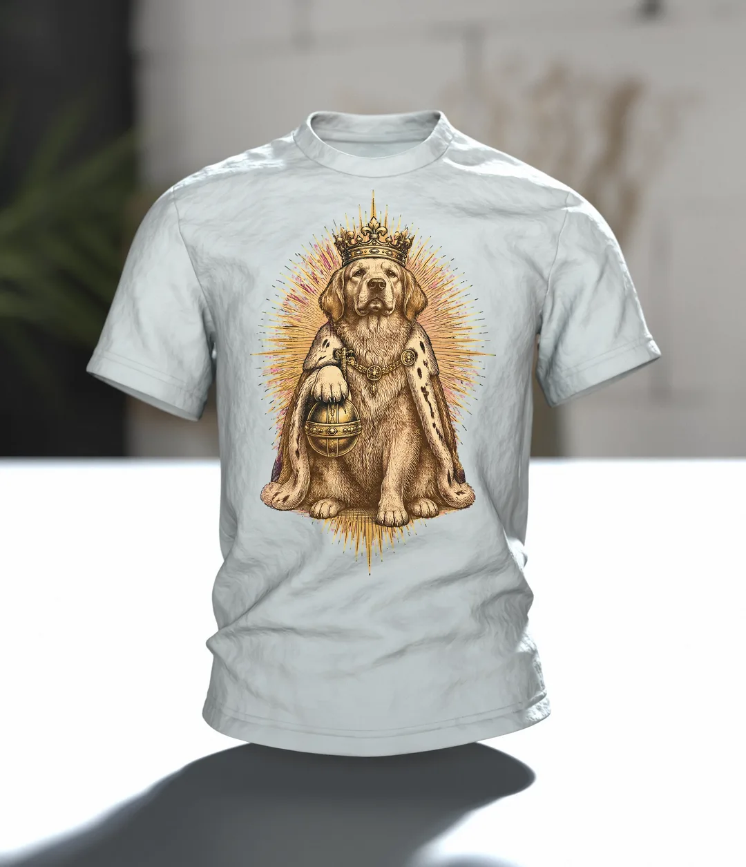 Mops mit Krone T-Shirt, Entwurfsfassung, Im Raum