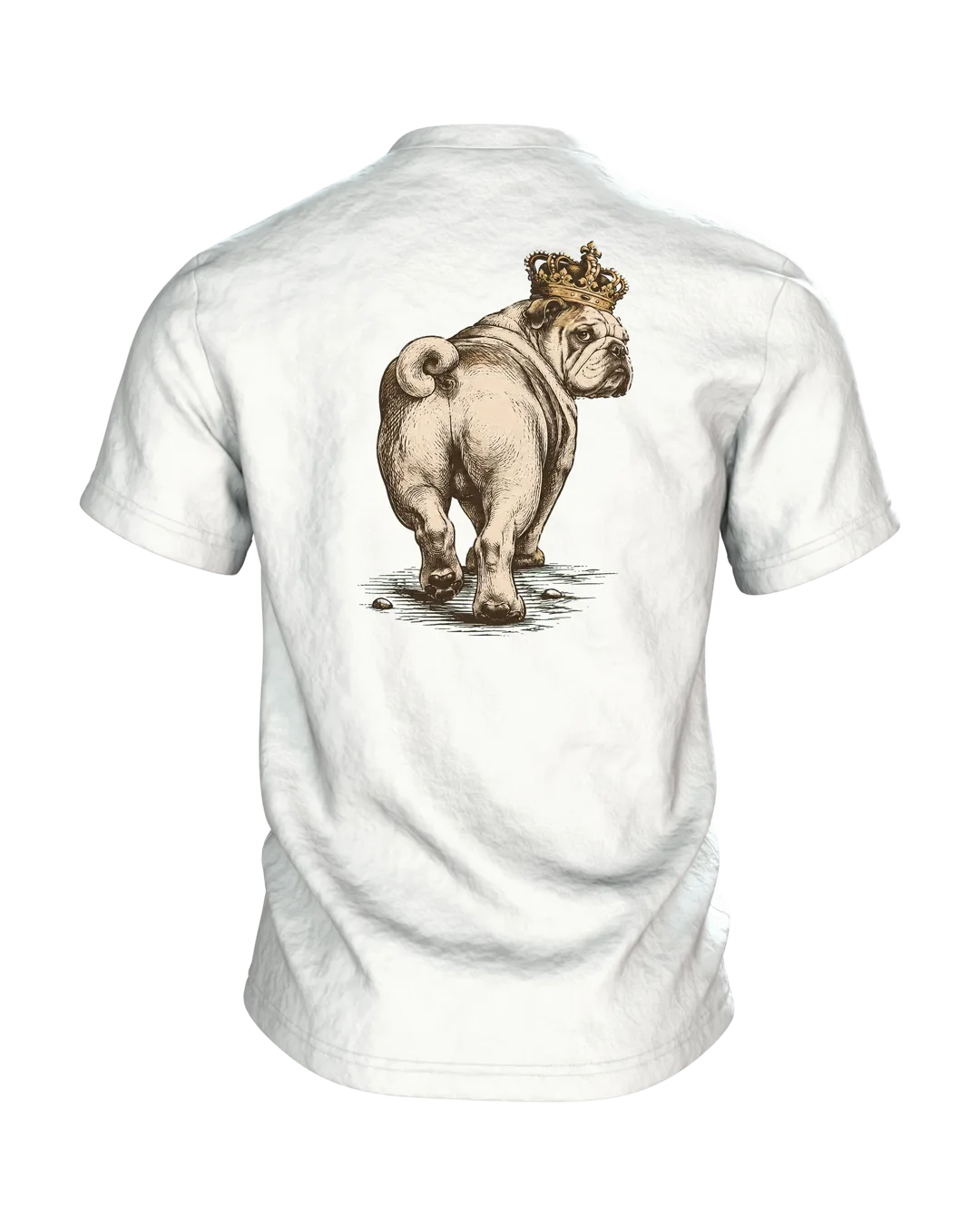 Mops mit Krone T-Shirt, Entwurfsfassung, Rückseite