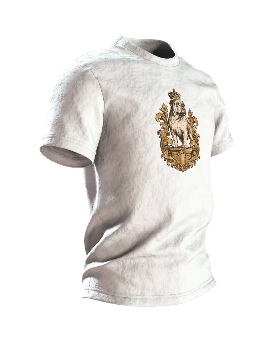 Mops mit Krone T-Shirt, Entwurfsfassung, Seitenansicht links