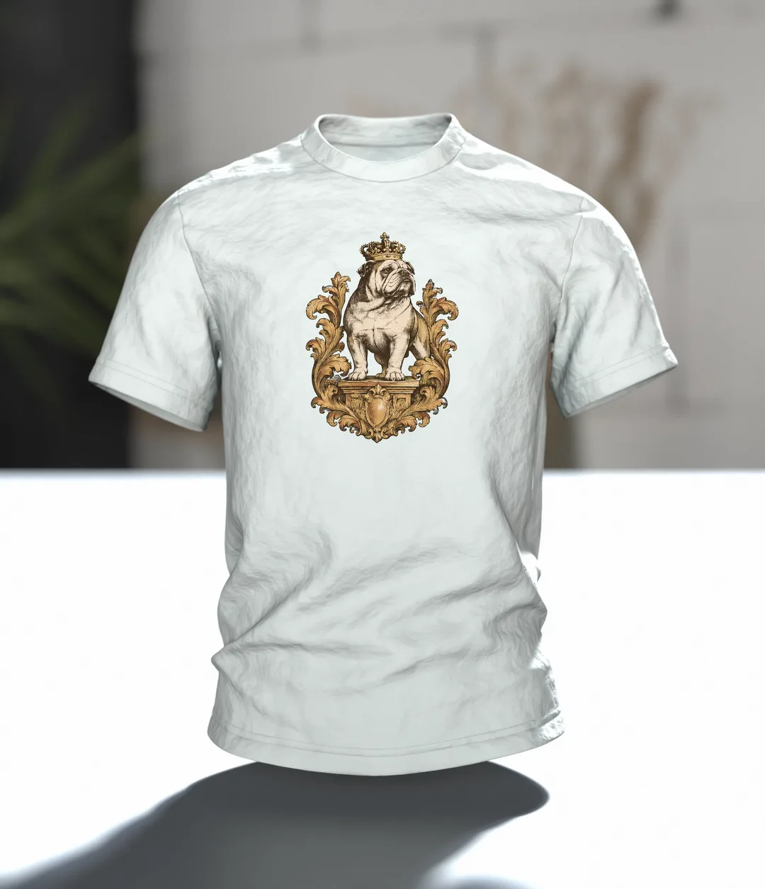 Mops mit Krone T-Shirt, Entwurfsfassung, Im Raum