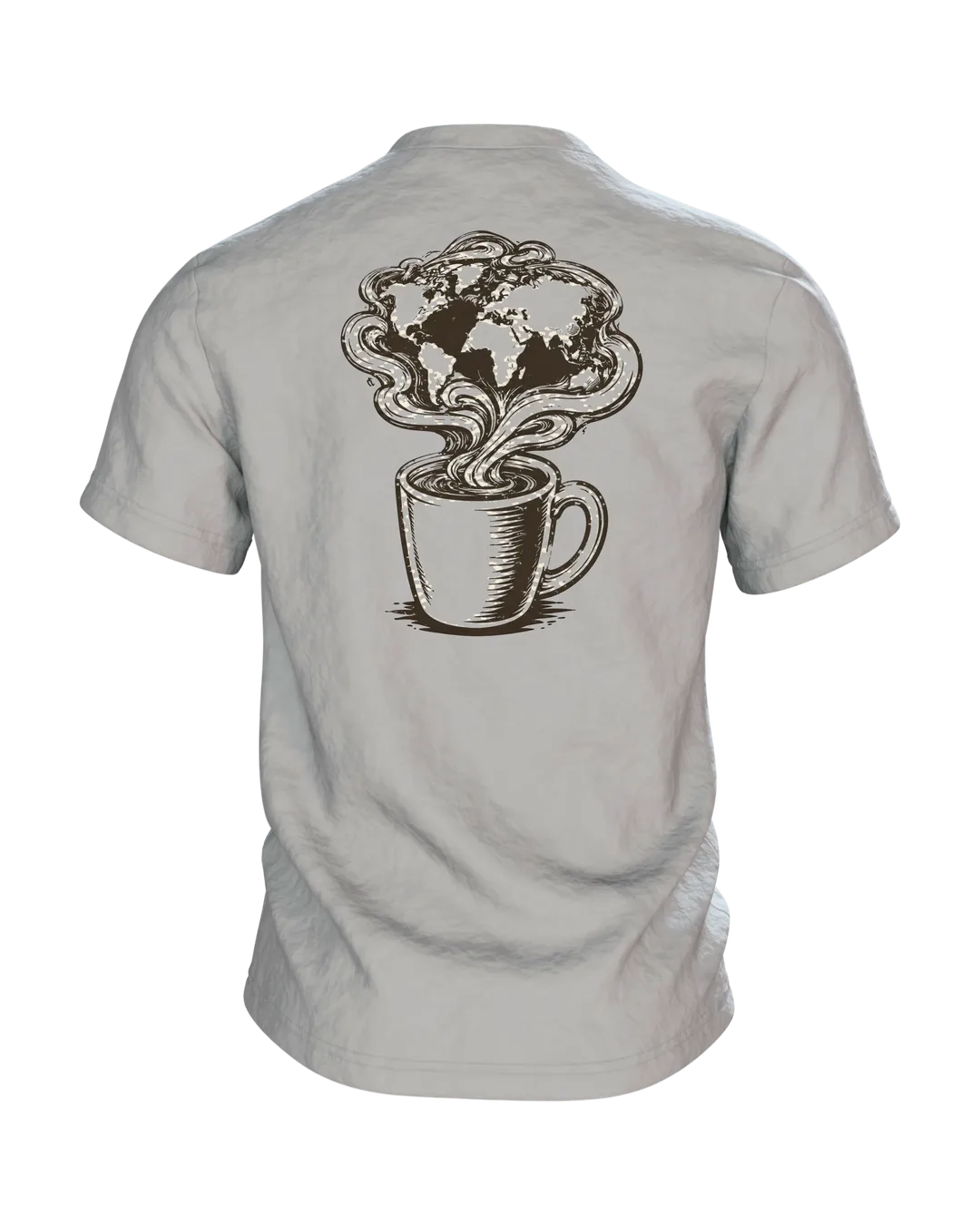 Katze Kaffee Welt T-Shirt: Linienkunst für Morgenrituale, Rückseite