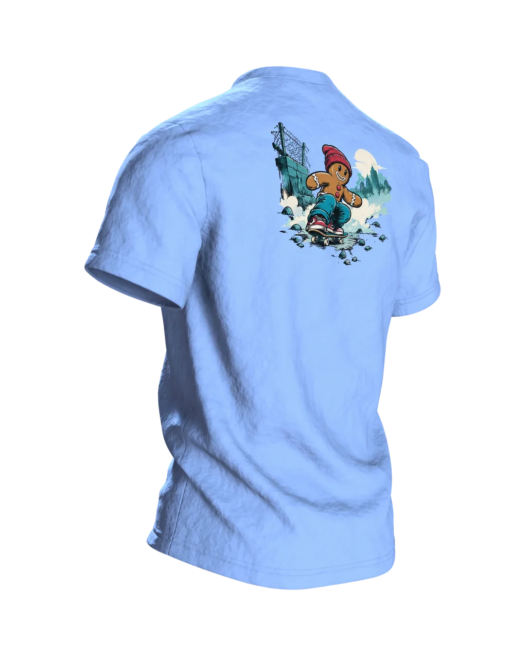 Lebkuchenmann Skater T-Shirt, Entwurfsfassung, Back, angled right