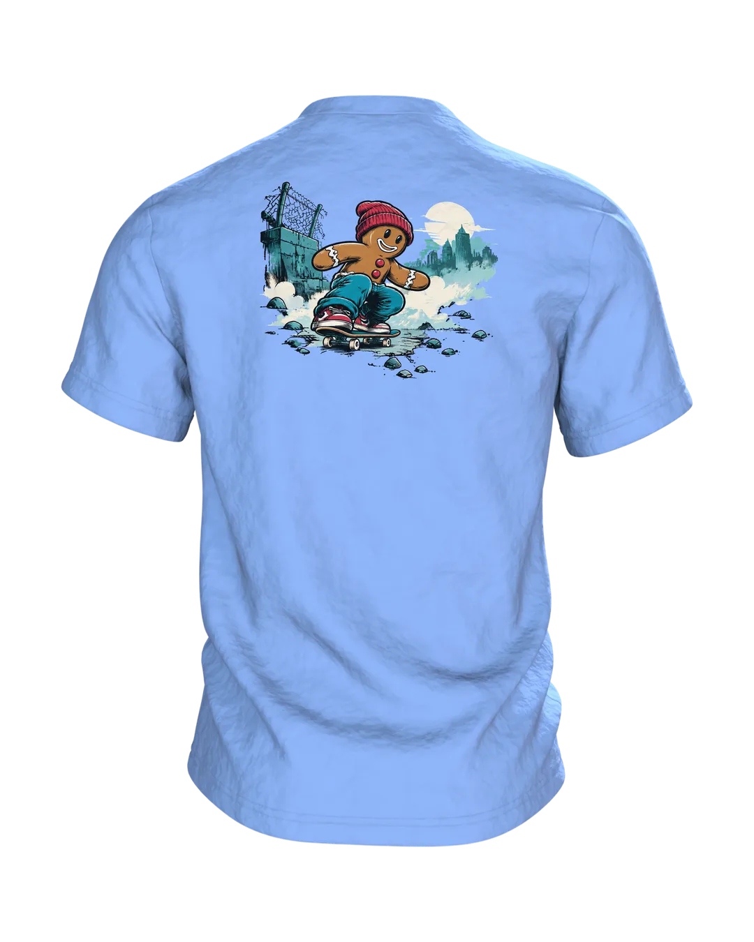 Lebkuchenmann Skater T-Shirt, Entwurfsfassung, Back