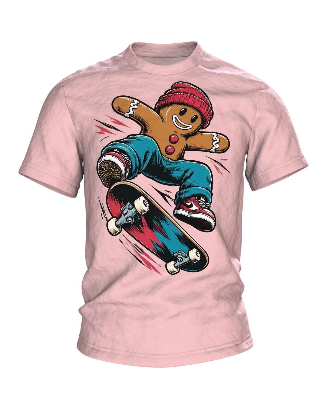 Lebkuchenmann Skater mit Mütze T-Shirt: Comic Streetwear Look