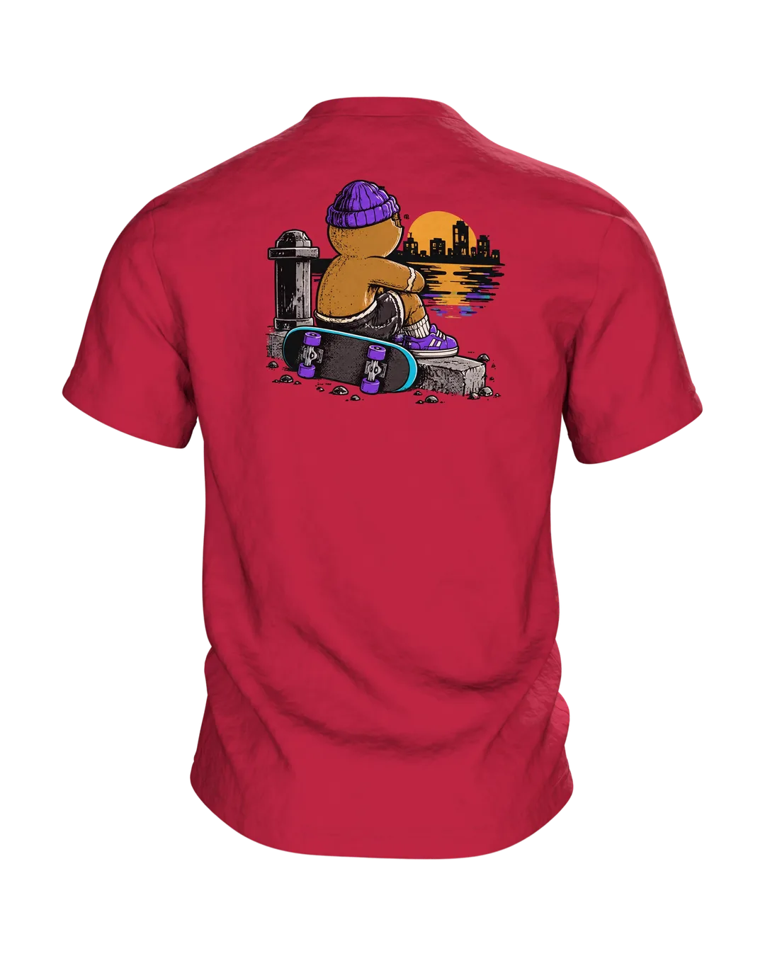 Lebkuchenmann Skater T-Shirt, Entwurfsfassung, Rückseite