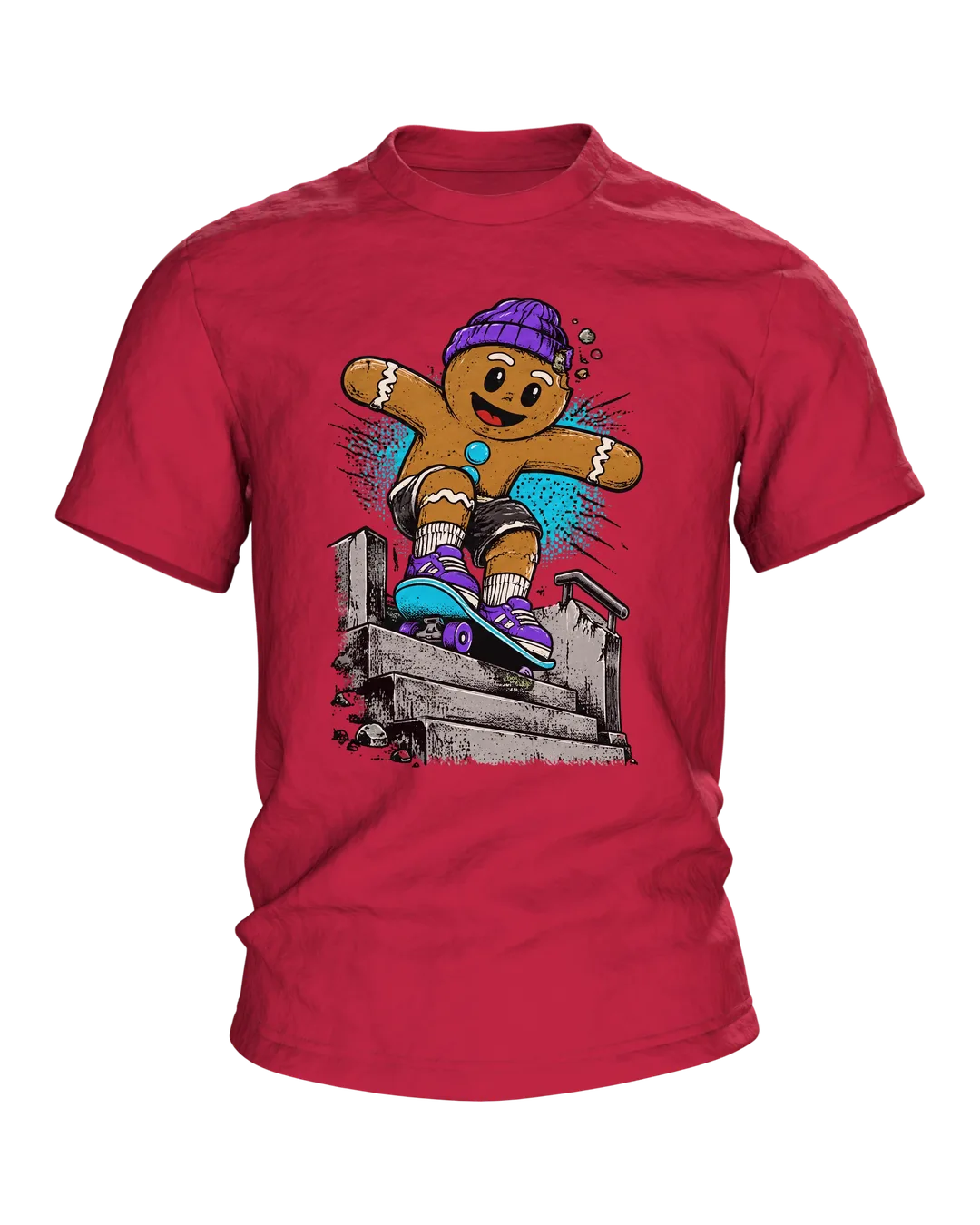 Lebkuchenmann Skater mit Mütze T-Shirt: Streetwear Comic Design