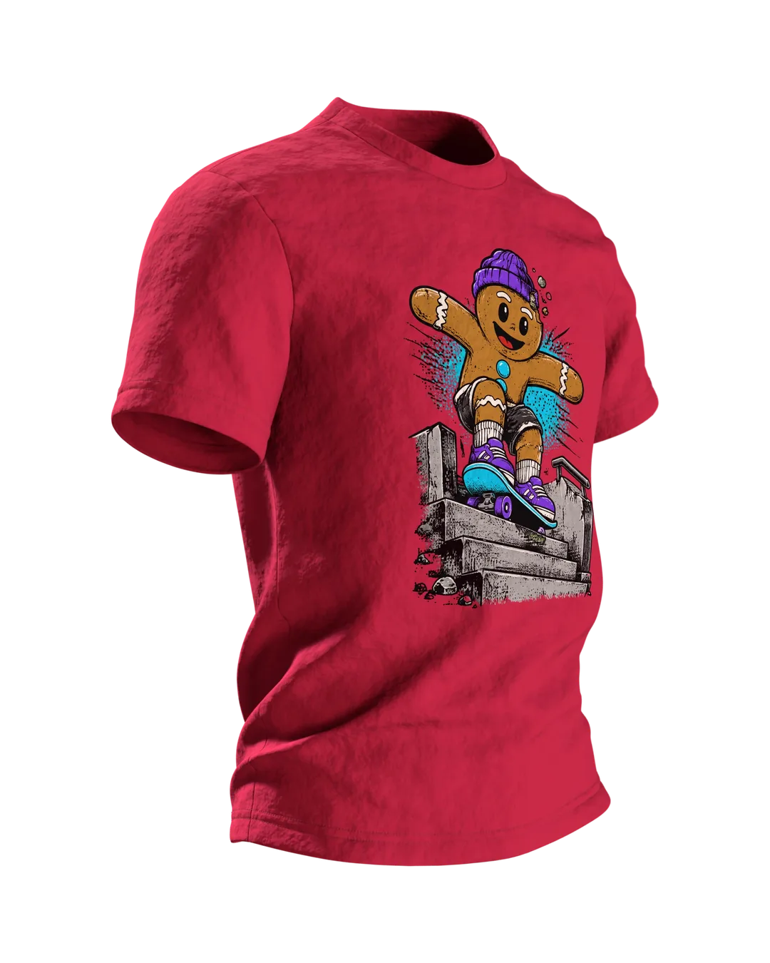 Lebkuchenmann Skater T-Shirt, Entwurfsfassung, Seitenansicht links