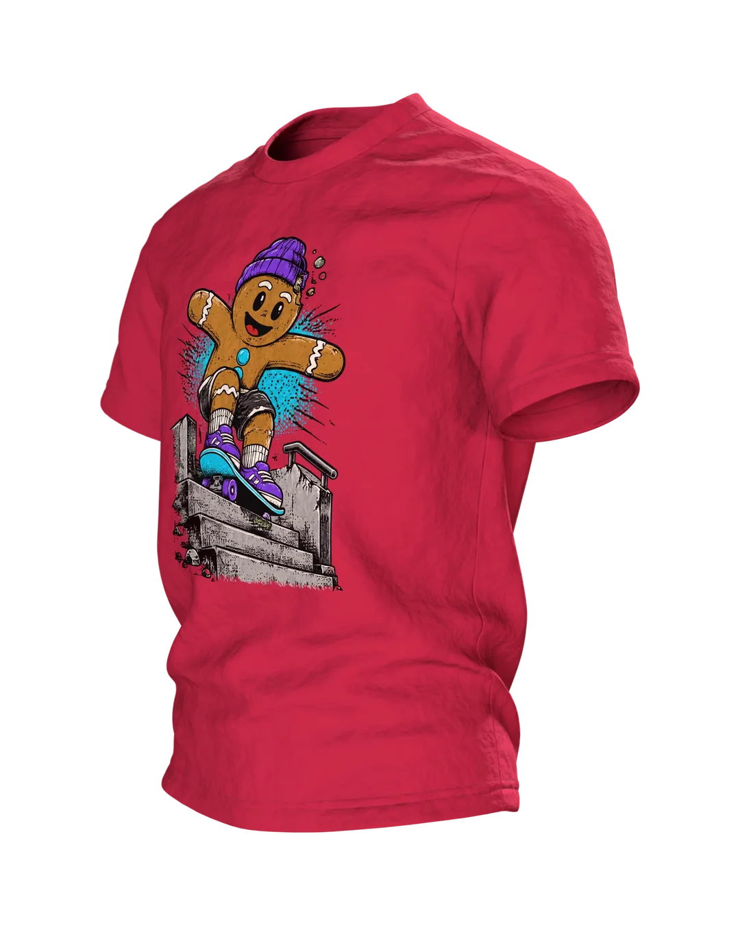 Lebkuchenmann Skater T-Shirt, Entwurfsfassung, Seitenansicht rechts
