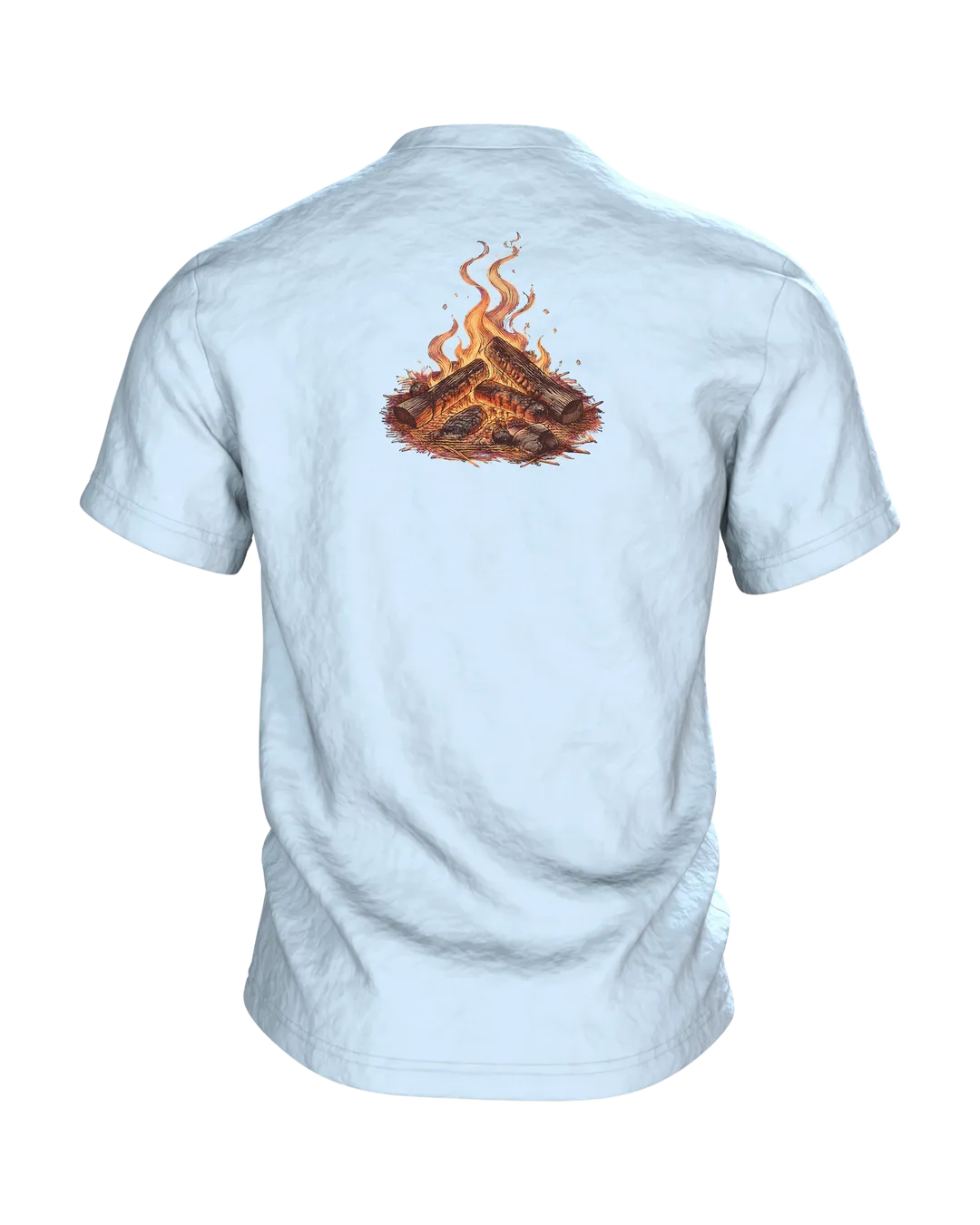 Papa-Bär am Lagerfeuer T-Shirt, Entwurfsfassung, Rückseite