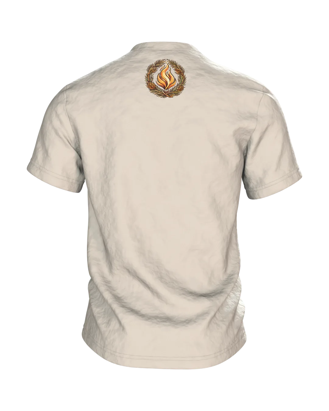 Papa-Bär am Lagerfeuer T-Shirt, Entwurfsfassung, Rückseite