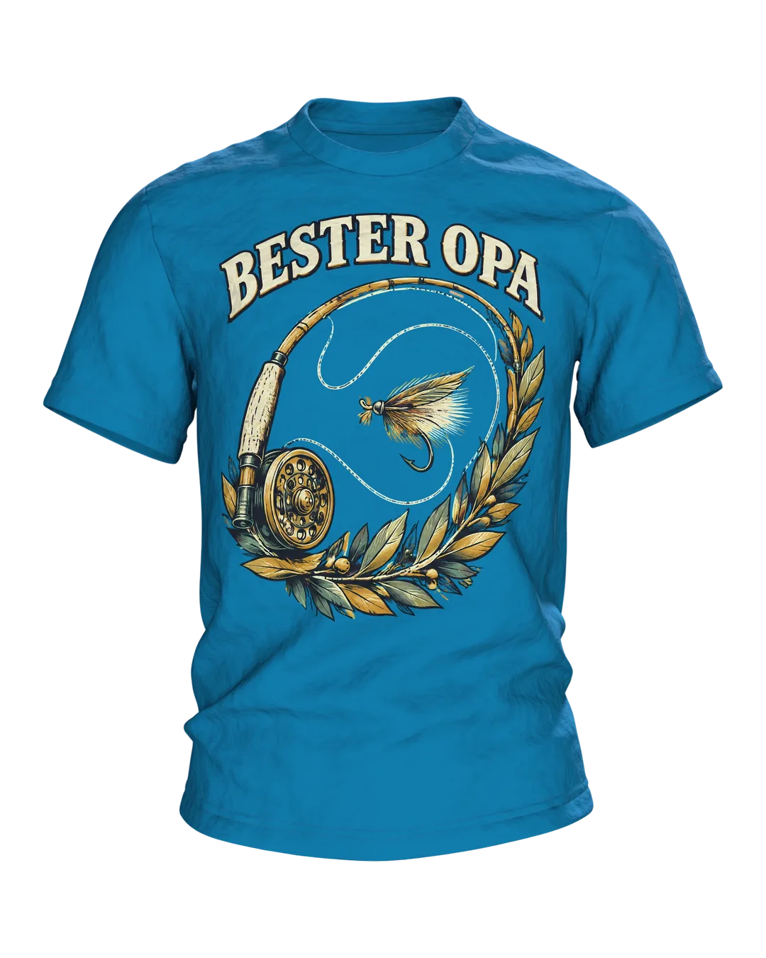 Bester Opa der Welt Abzeichen T-Shirt: Vintage Design mit Angelrute