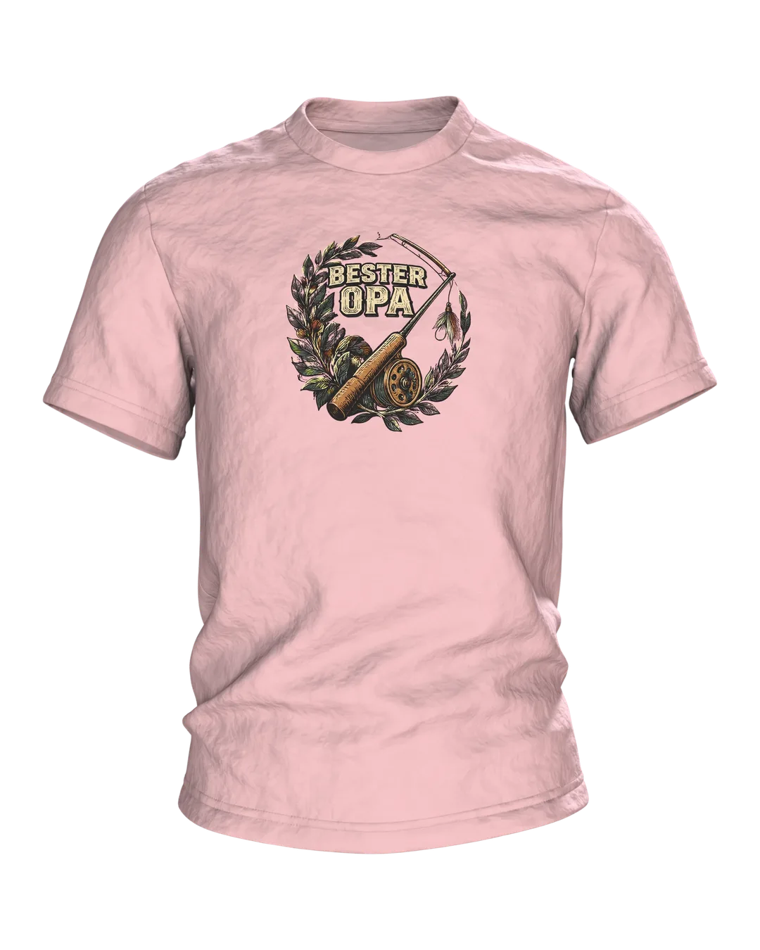 Bester Opa der Welt Abzeichen T-Shirt: Vintage Design mit Angelrute