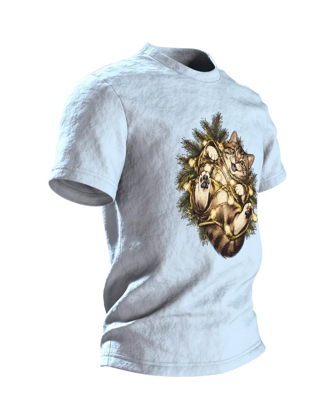 Katze in der Lichterkette T-Shirt, Seitenansicht links