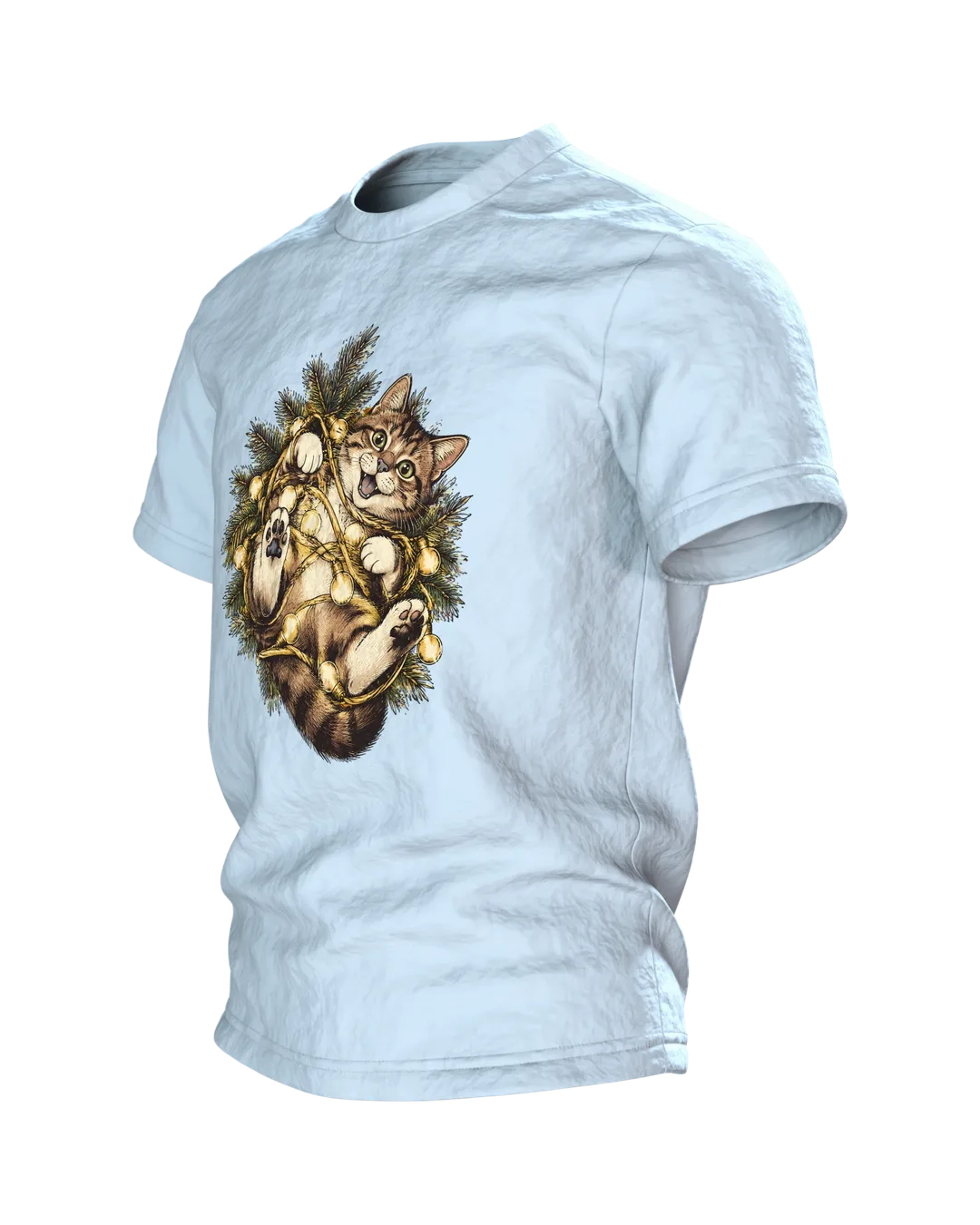 Katze in der Lichterkette T-Shirt, Seitenansicht rechts